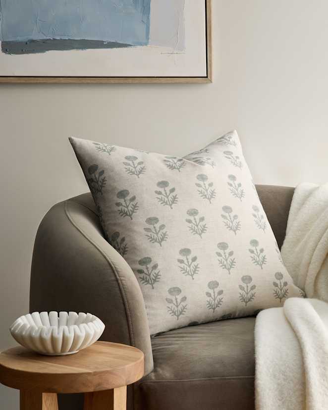 Seafoam Reversible Block Print Pillow Cover (Set of 2)