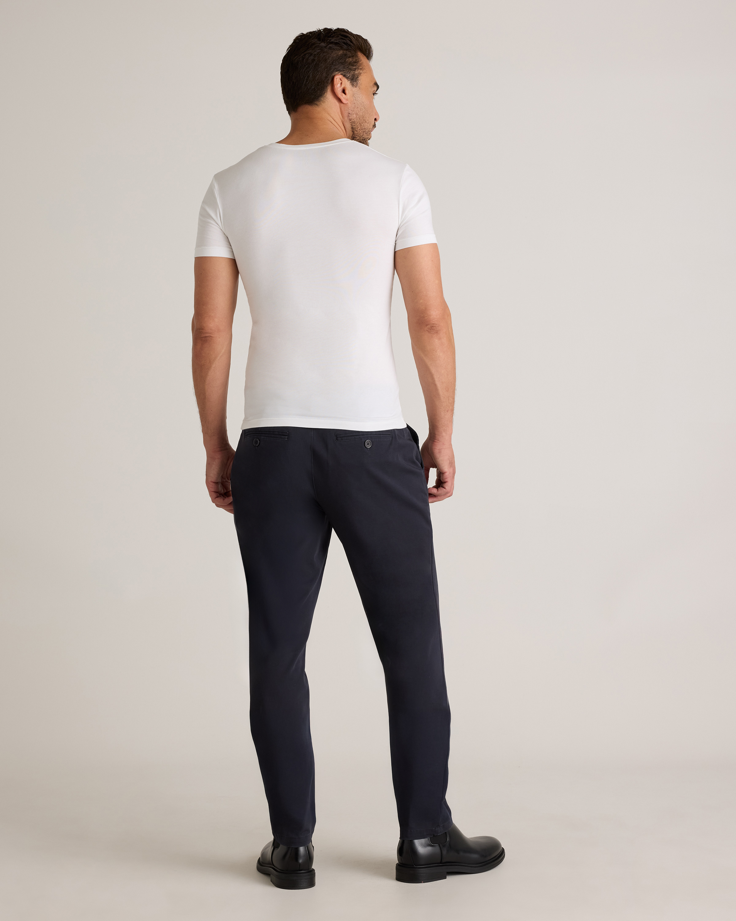 Soft Stretch V-Neck Undershirt (3-Pack) in Classic White
