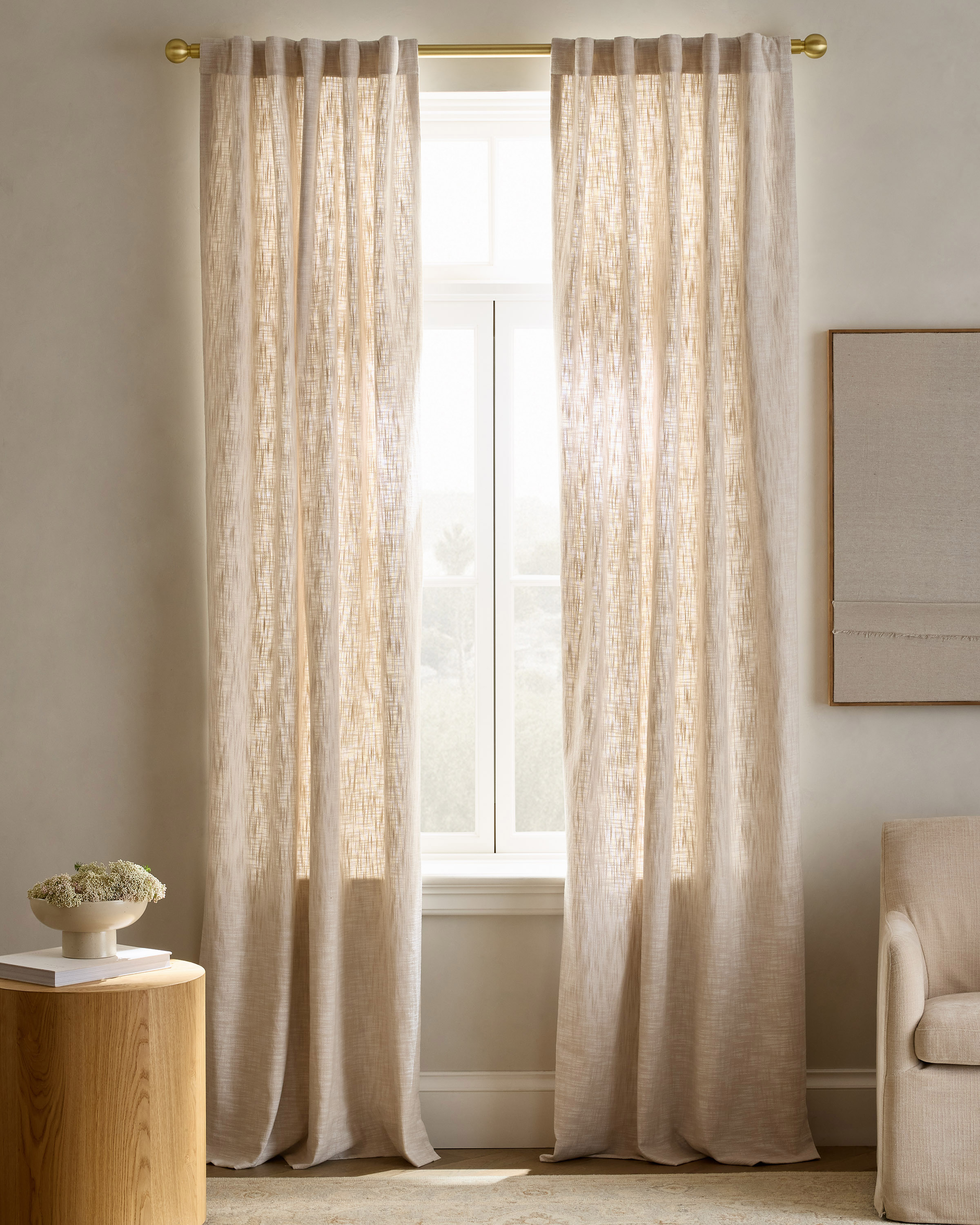 Textured Cotton Curtain, 48x96, Oatmeal