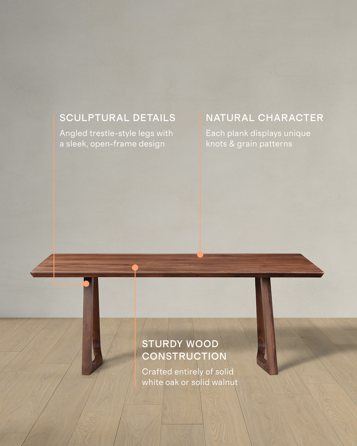 Solid Wood Midcentury Dining Table - thumbnail 3