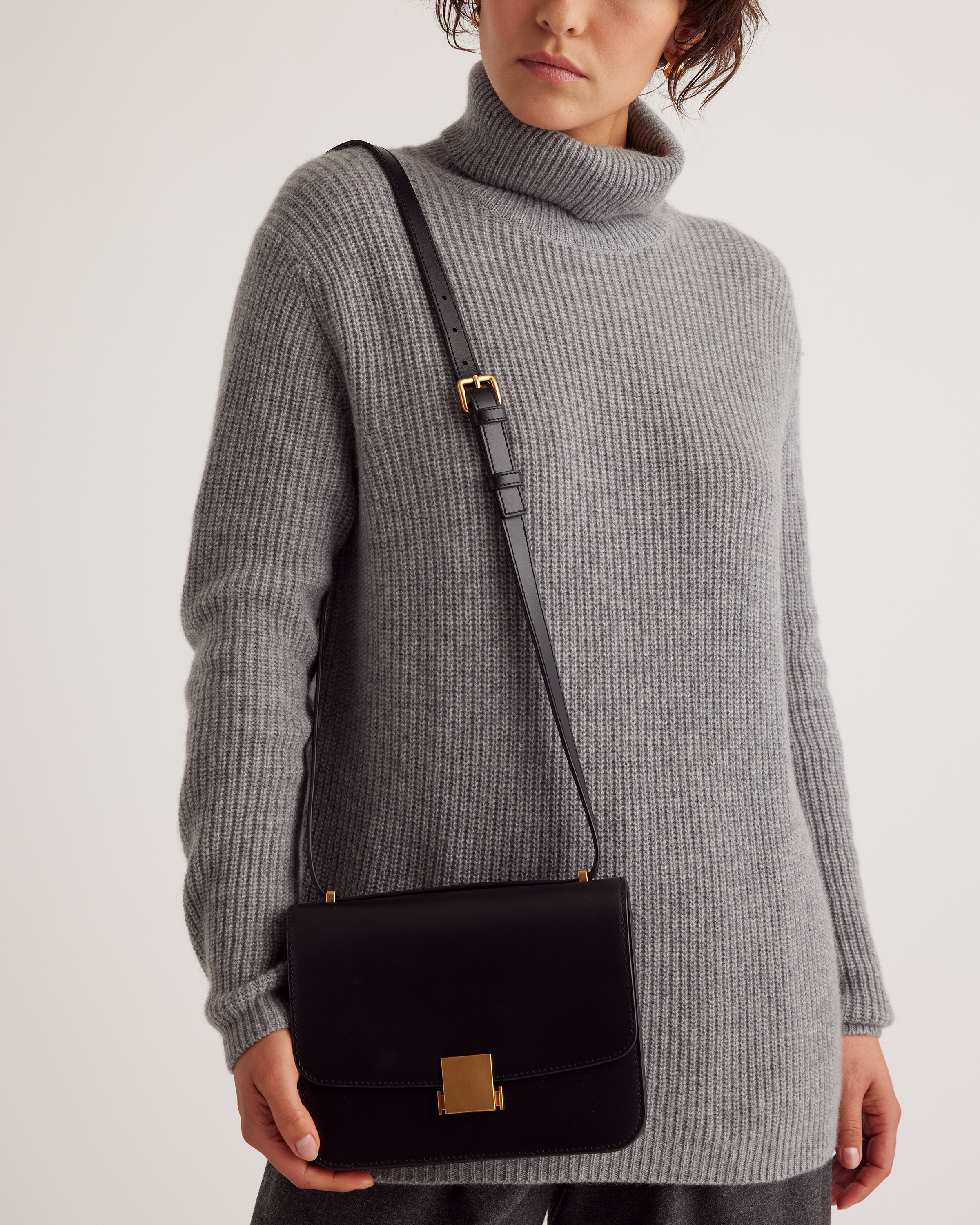 Italian Leather Box Shoulder Bag