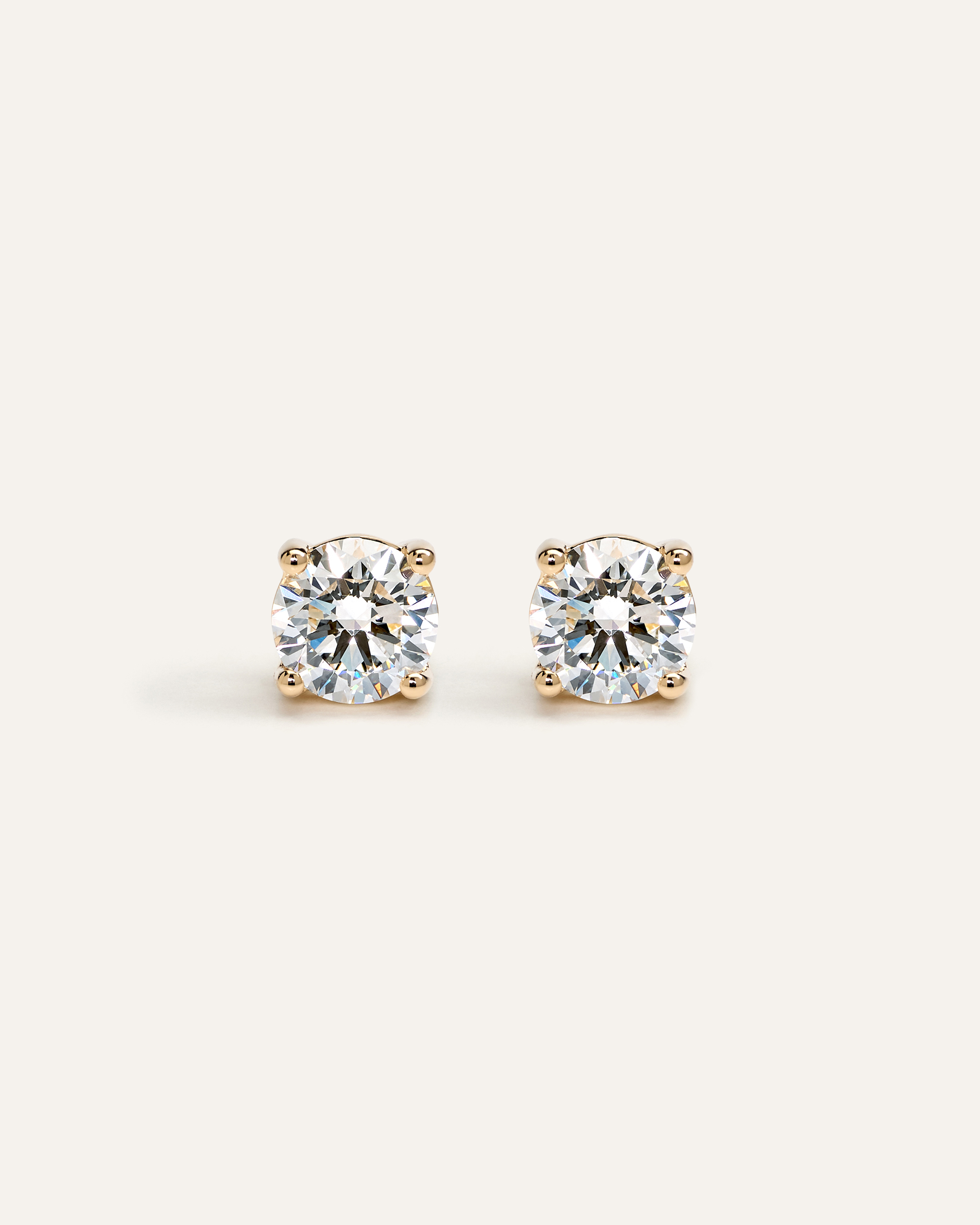 Yellow Gold 14K Gold Lab Grown Diamond Four-Prong Solitaire Studs