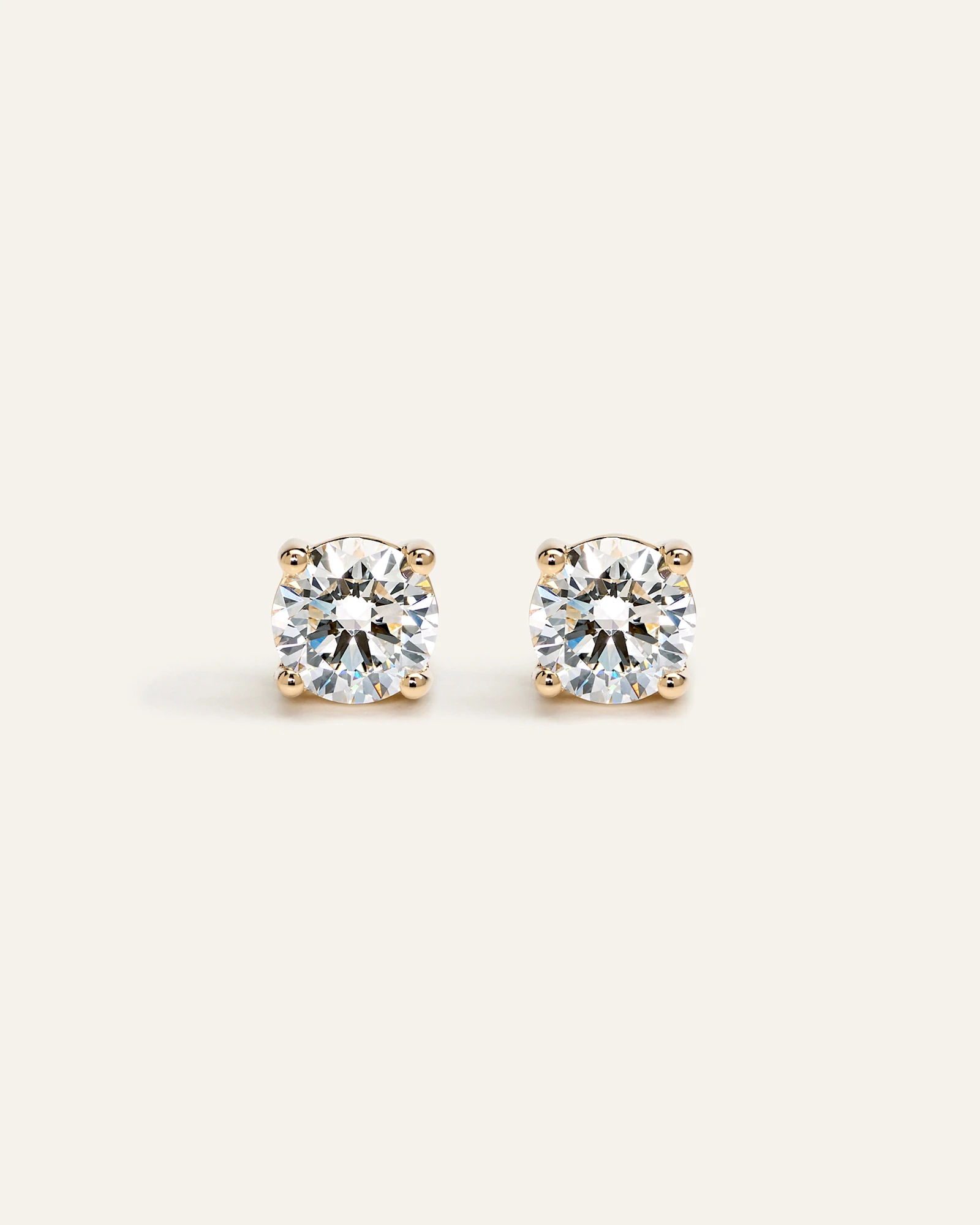 14K Gold Lab Grown Diamond Four-Prong Solitaire Studs - 2.5ctw