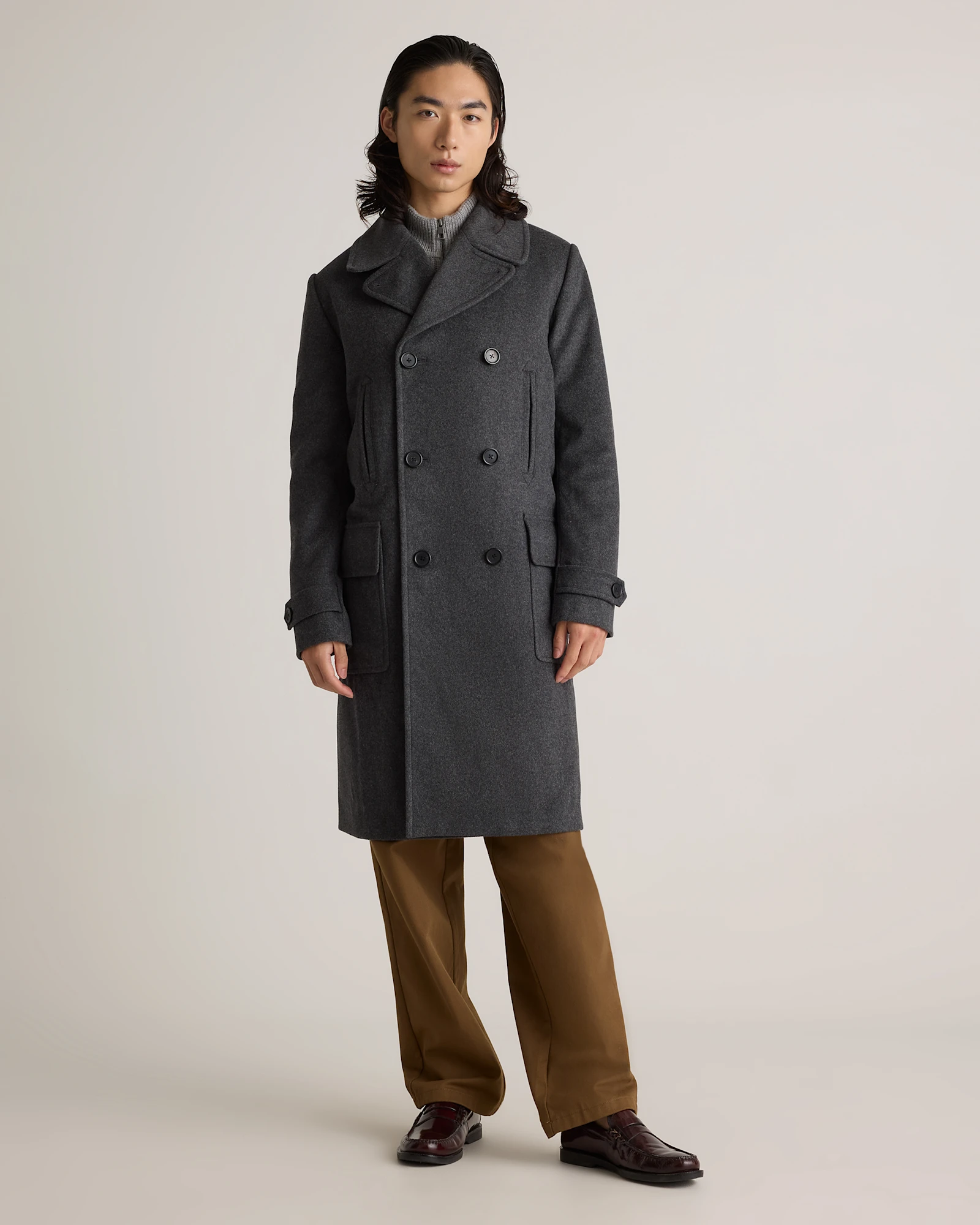Italian Wool Double-Breasted Coat