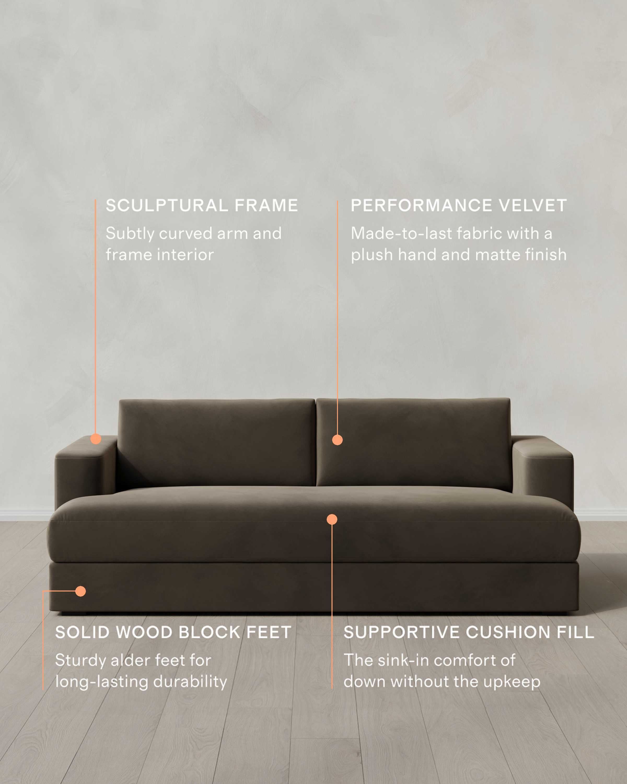 Sierra Performance Velvet Curved Arm Sofa - Thumbnail 2
