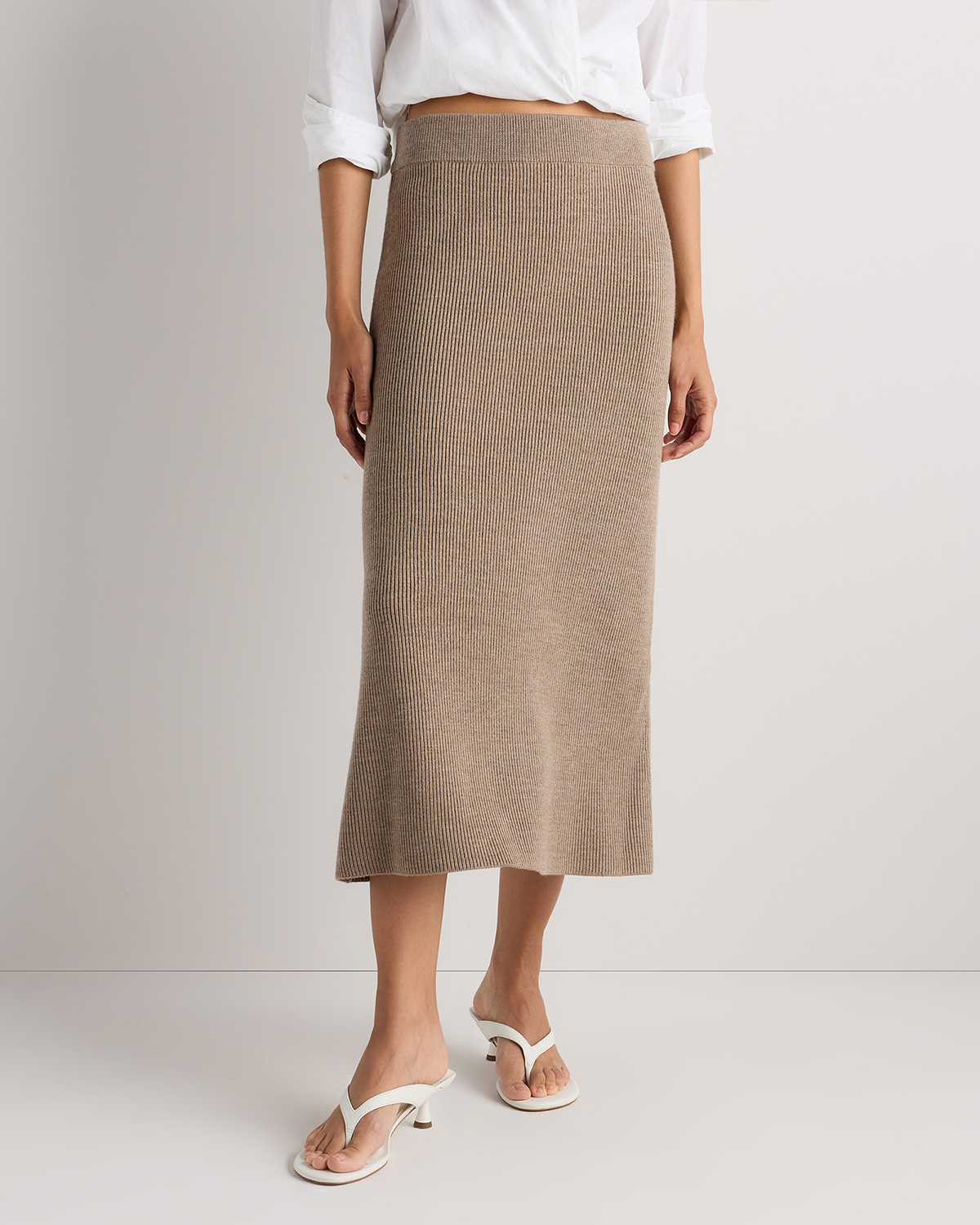 Malted Toffee Australian Merino Wool Midi Skirt