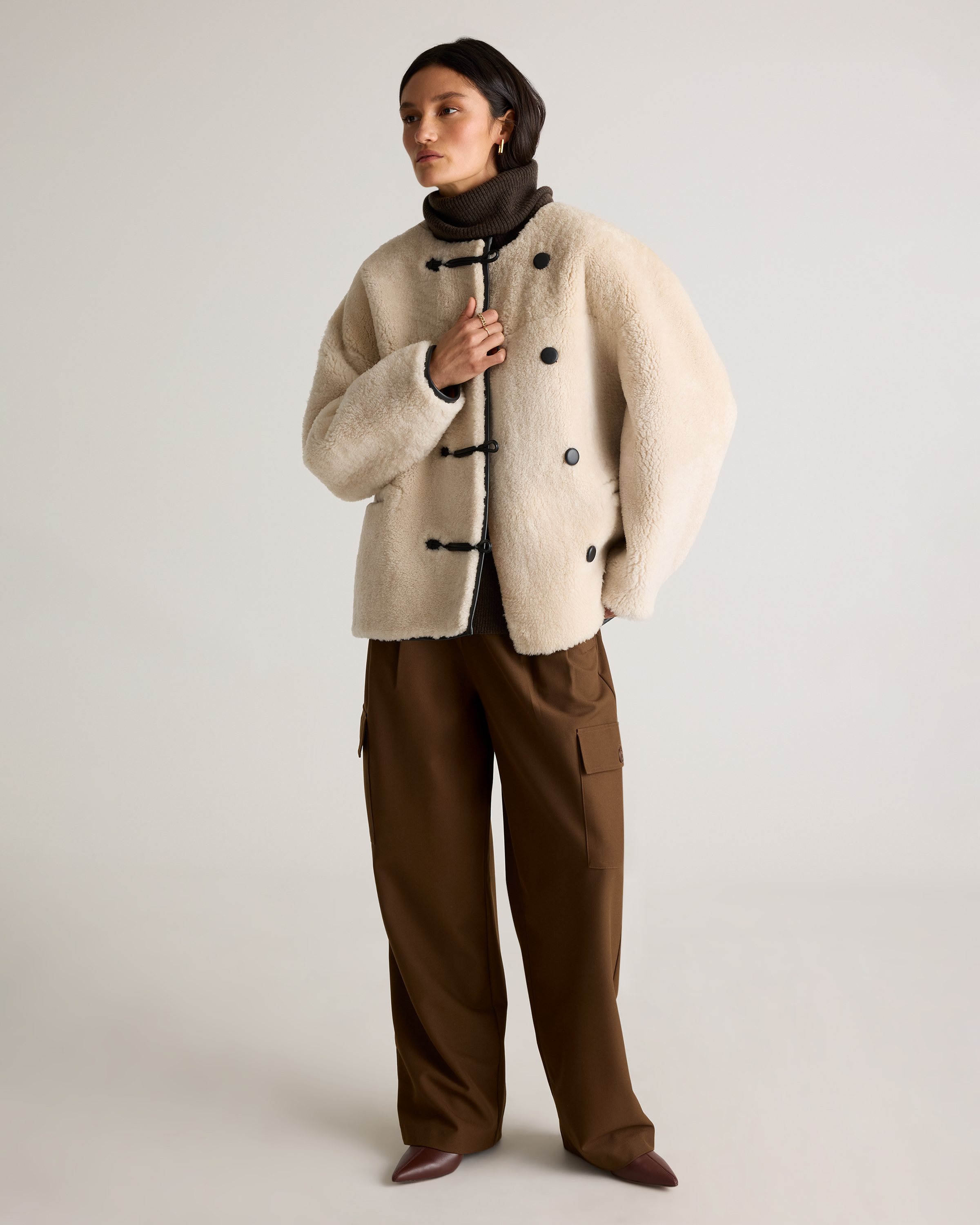 100% Shearling Duffle Jacket