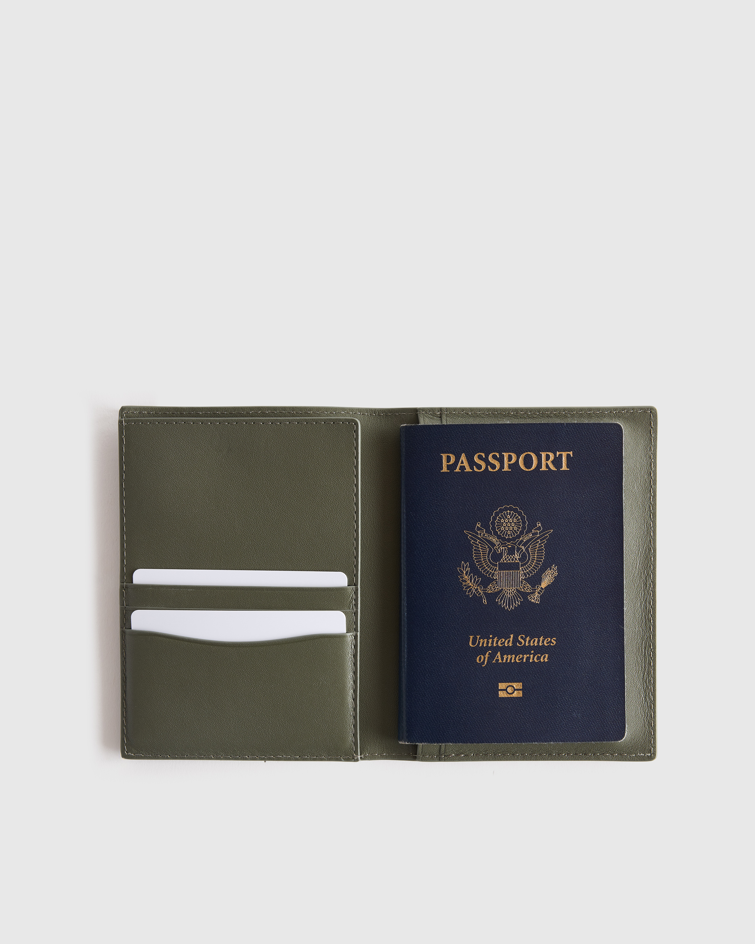 Quince Nappa Leather Rfid Blocking Passport Holder In Green
