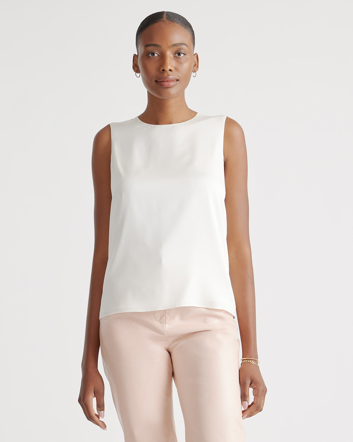 Quince Washable Stretch Silk Shell Tank in Ivory