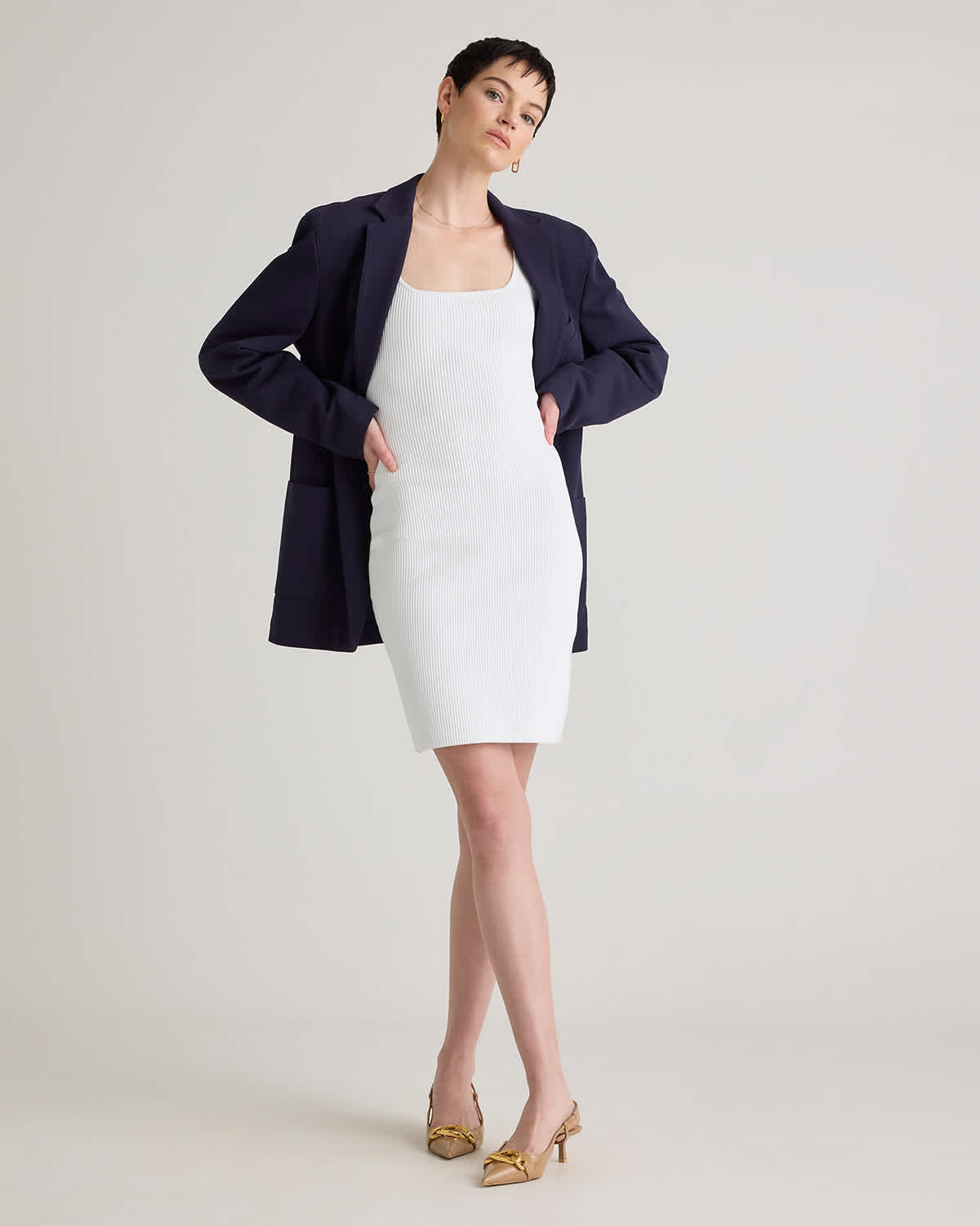 Square Neck Ribbed Knit Mini Dress Square Neck Ribbed Knit Mini Dress