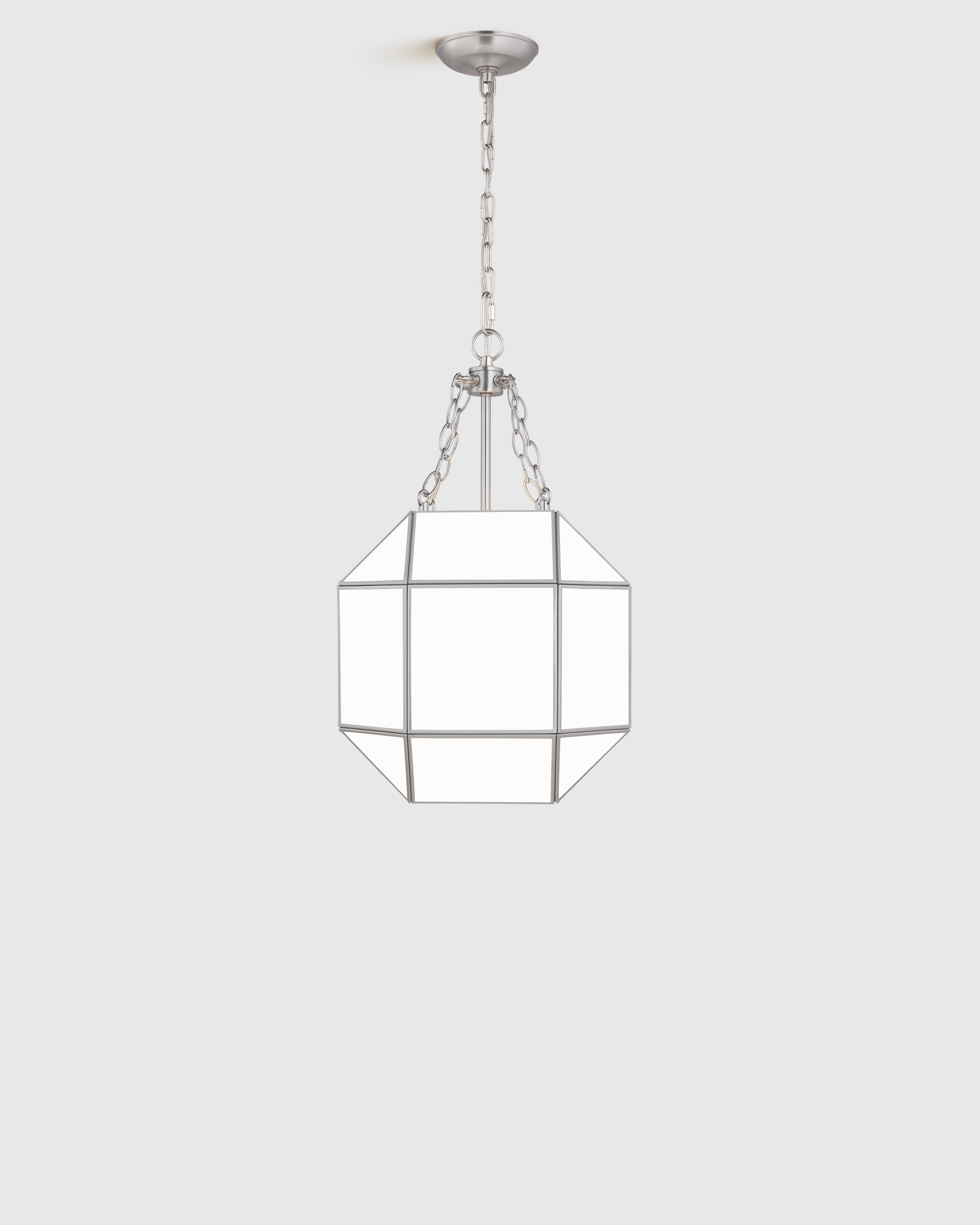 Silver Geometric Steel Lantern Light