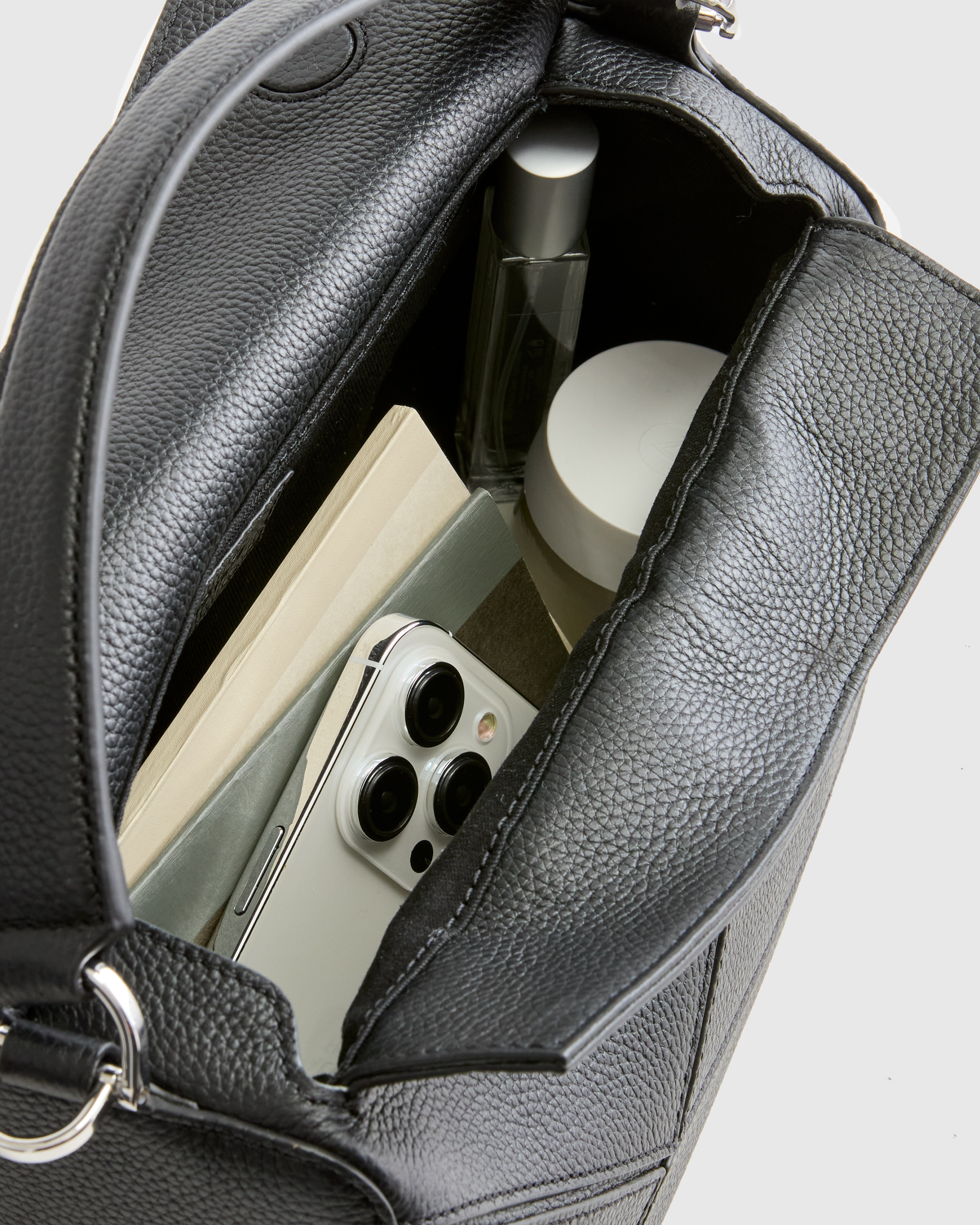 Italian Leather Patchwork Crossbody in Black