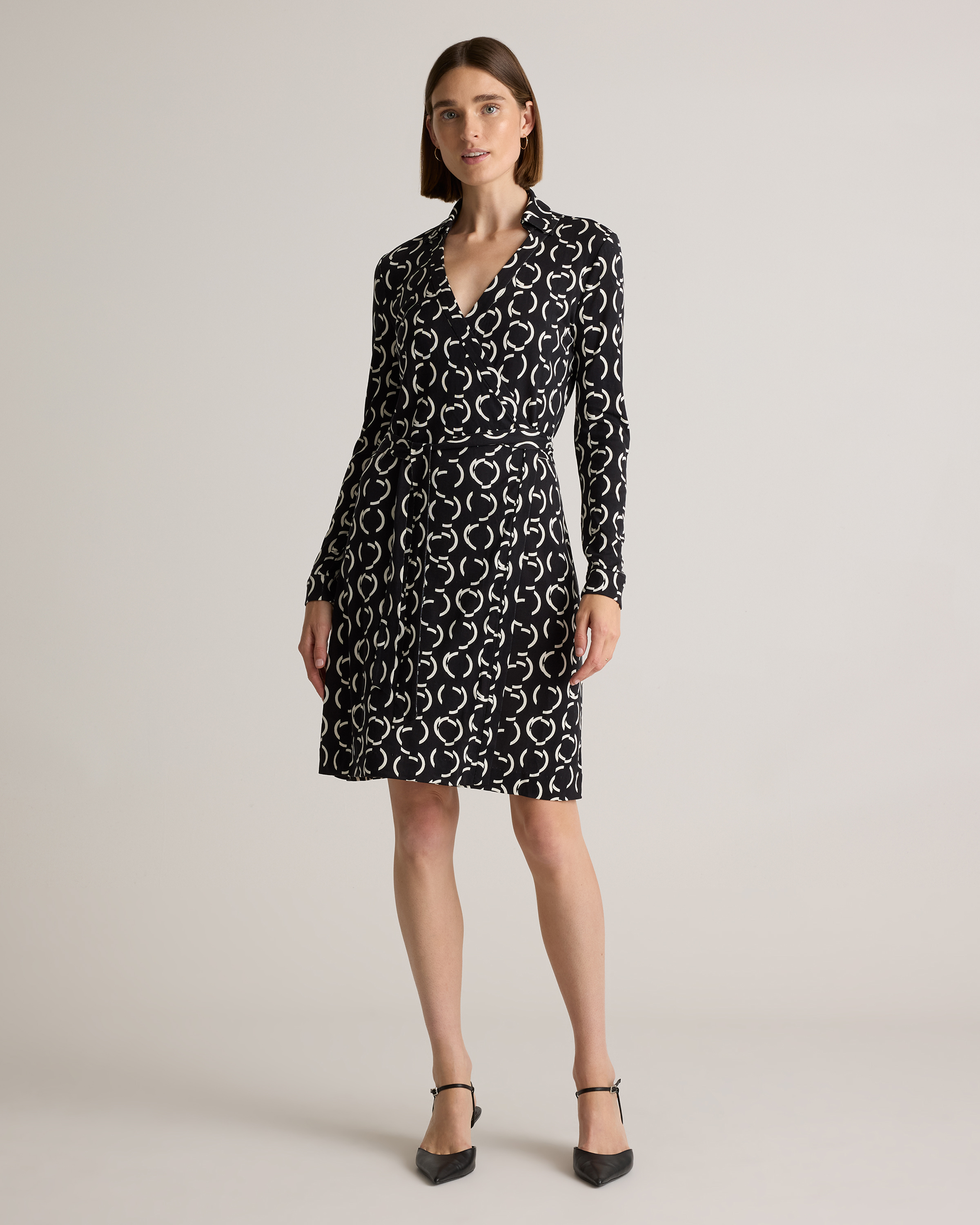 QUINCE WOMEN'S 100% SILK JERSEY MINI WRAP DRESS