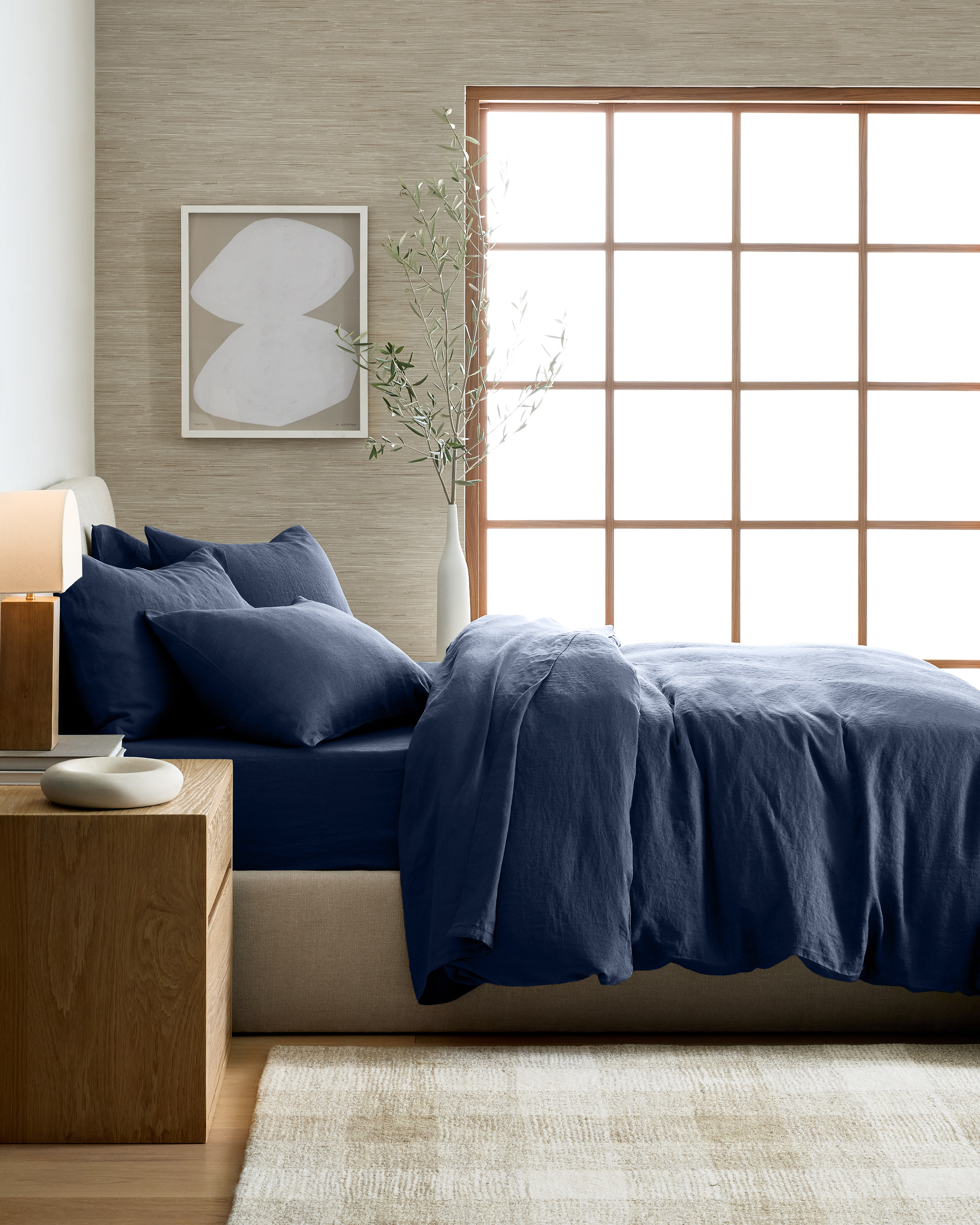 Navy European Linen Duvet Cover