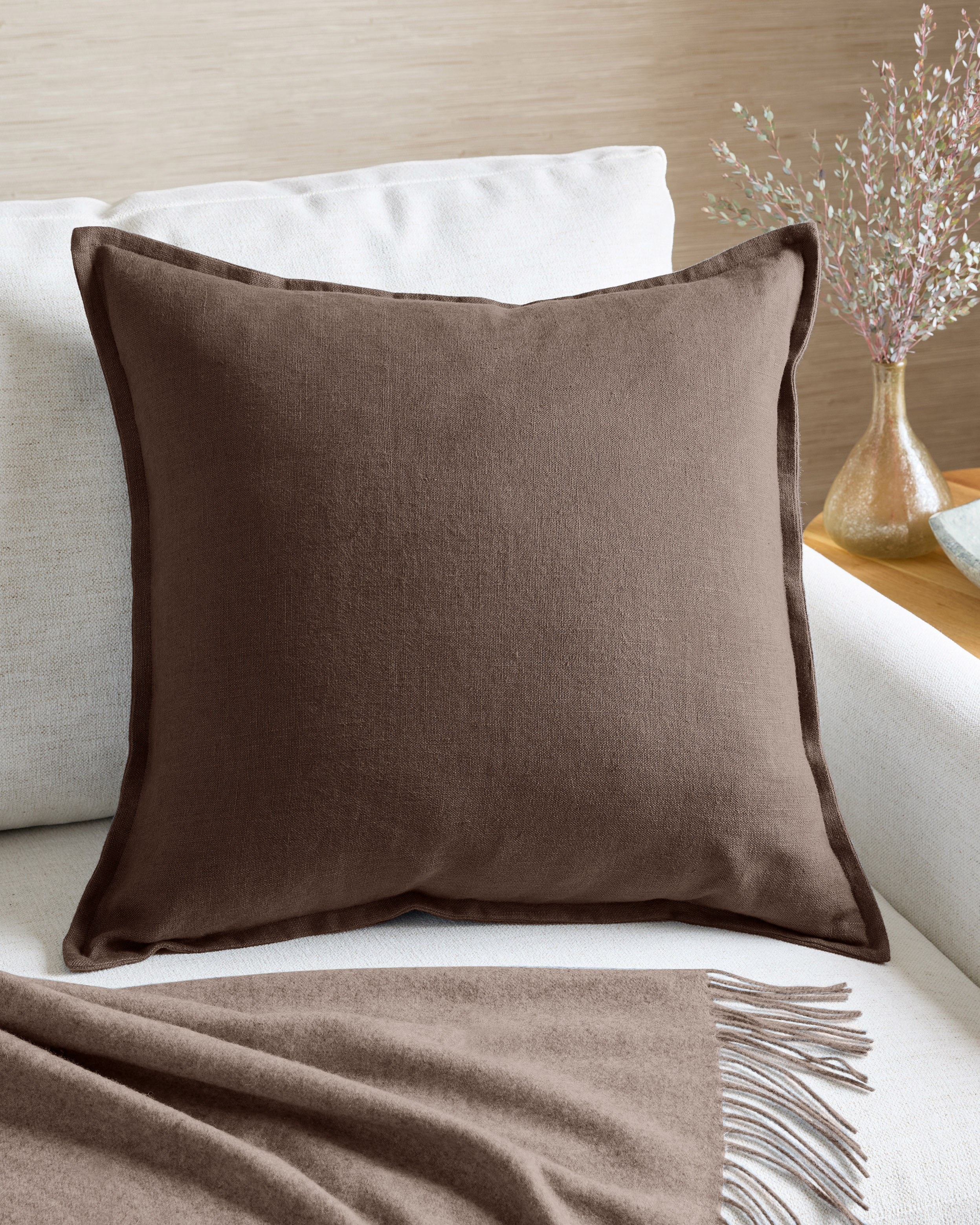 Espresso European Linen Flange Edge Pillow Cover