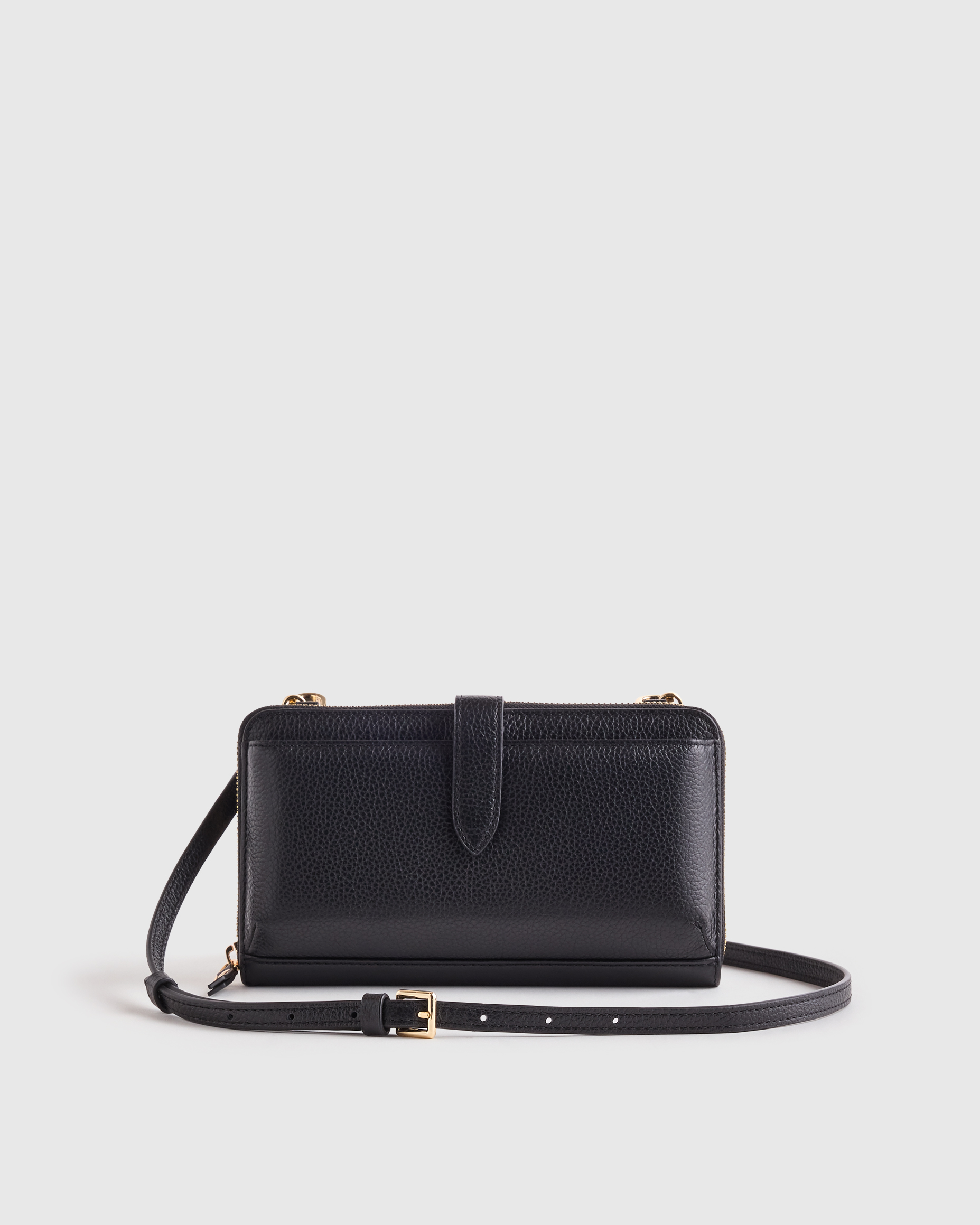 Black Italian Leather Phone Wallet Crossbody