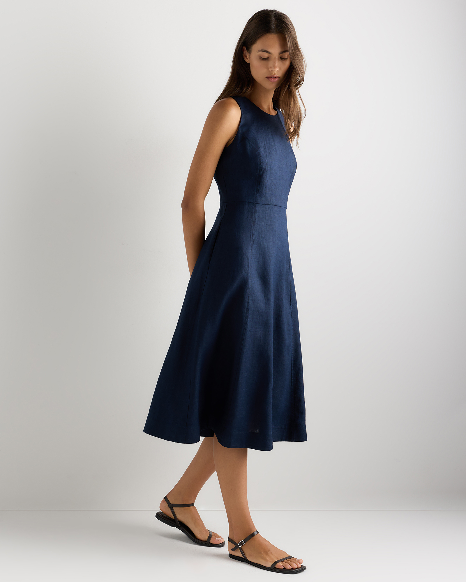 a line white maxi dress HAPPY CLOTHING White TWEED A LINE MIDI DRESS IN White main image 0