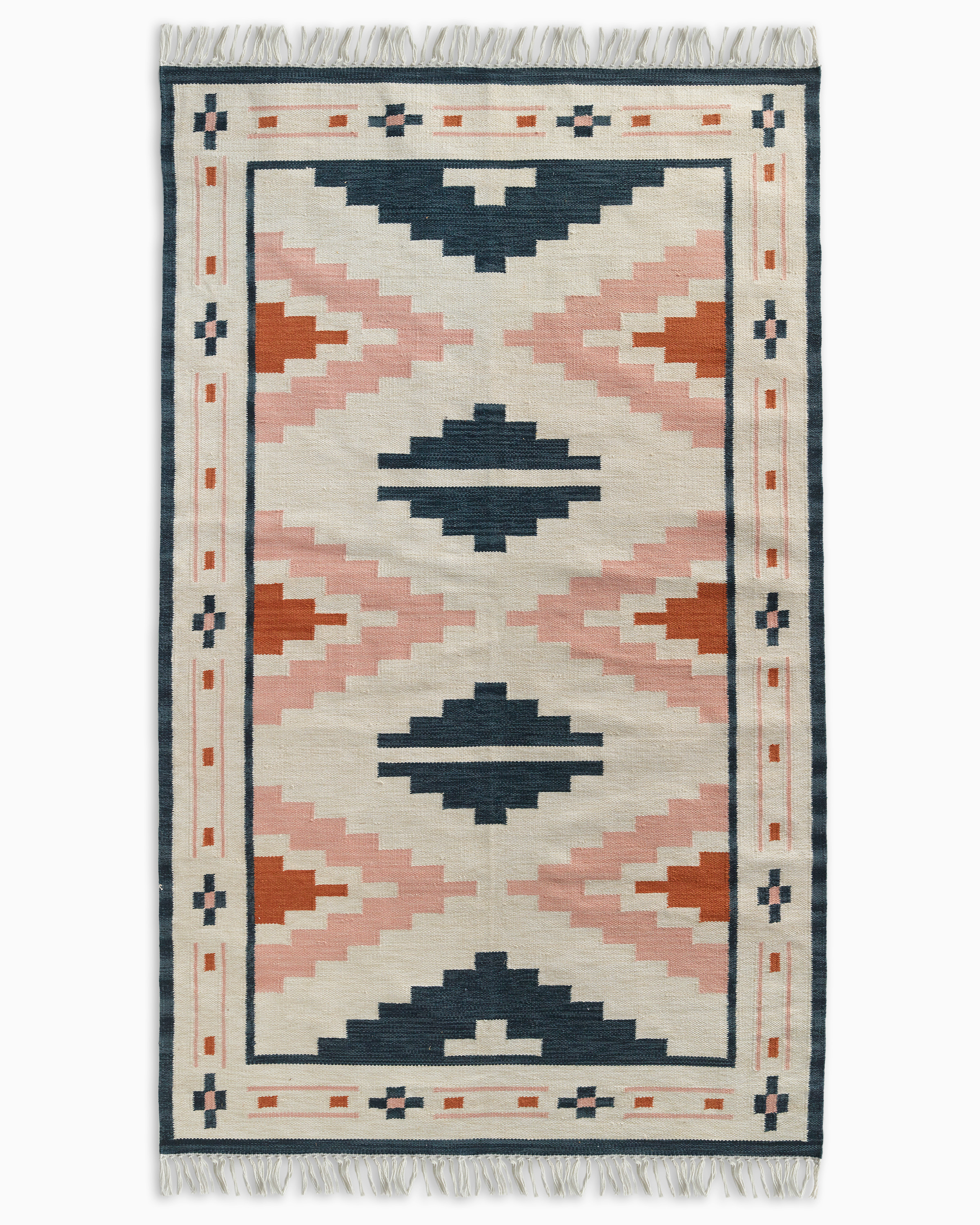Navy/Pink/Natural Jasper Indoor/Outdoor Flatweave Rug