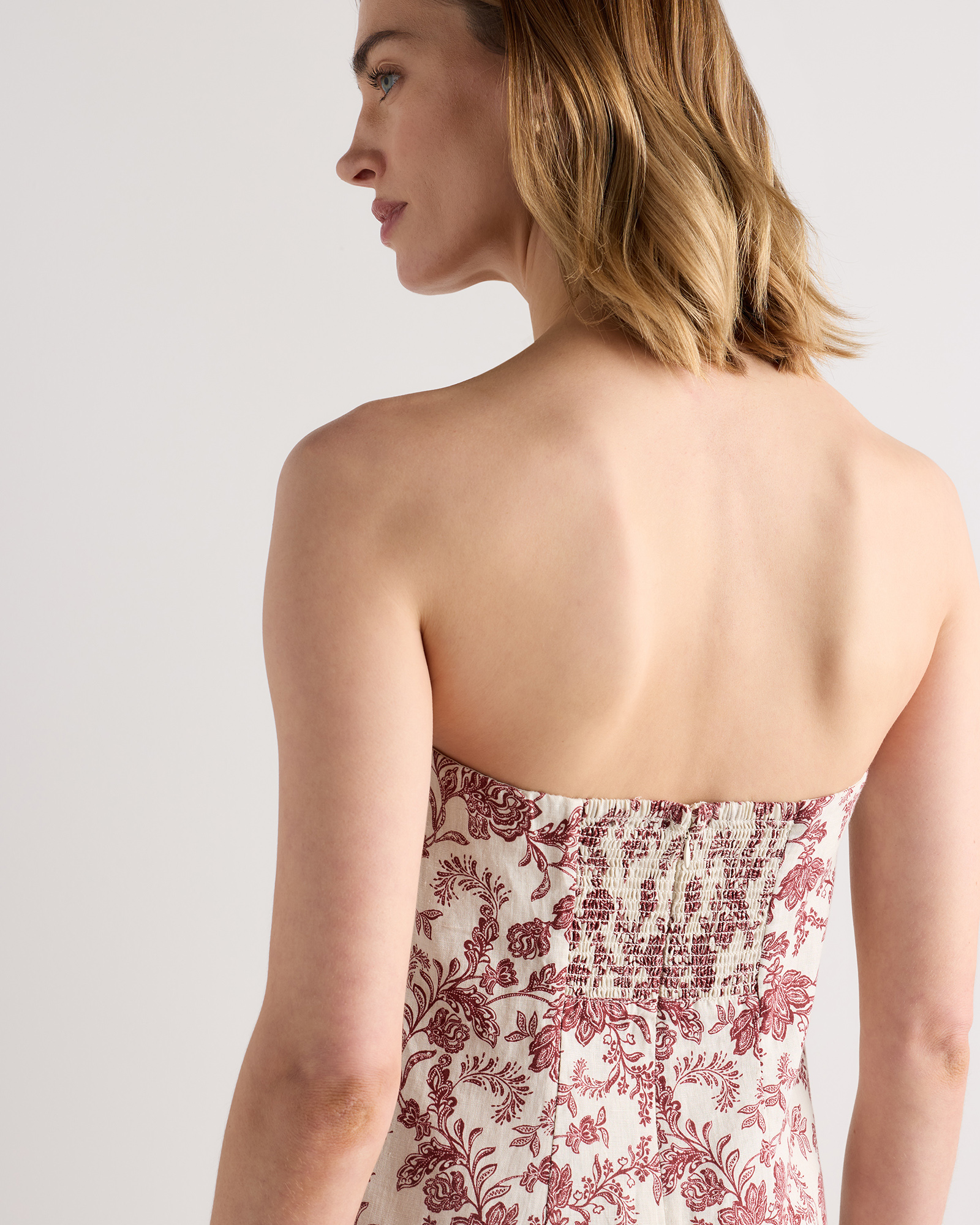 100% European Linen Strapless Maxi Dress
