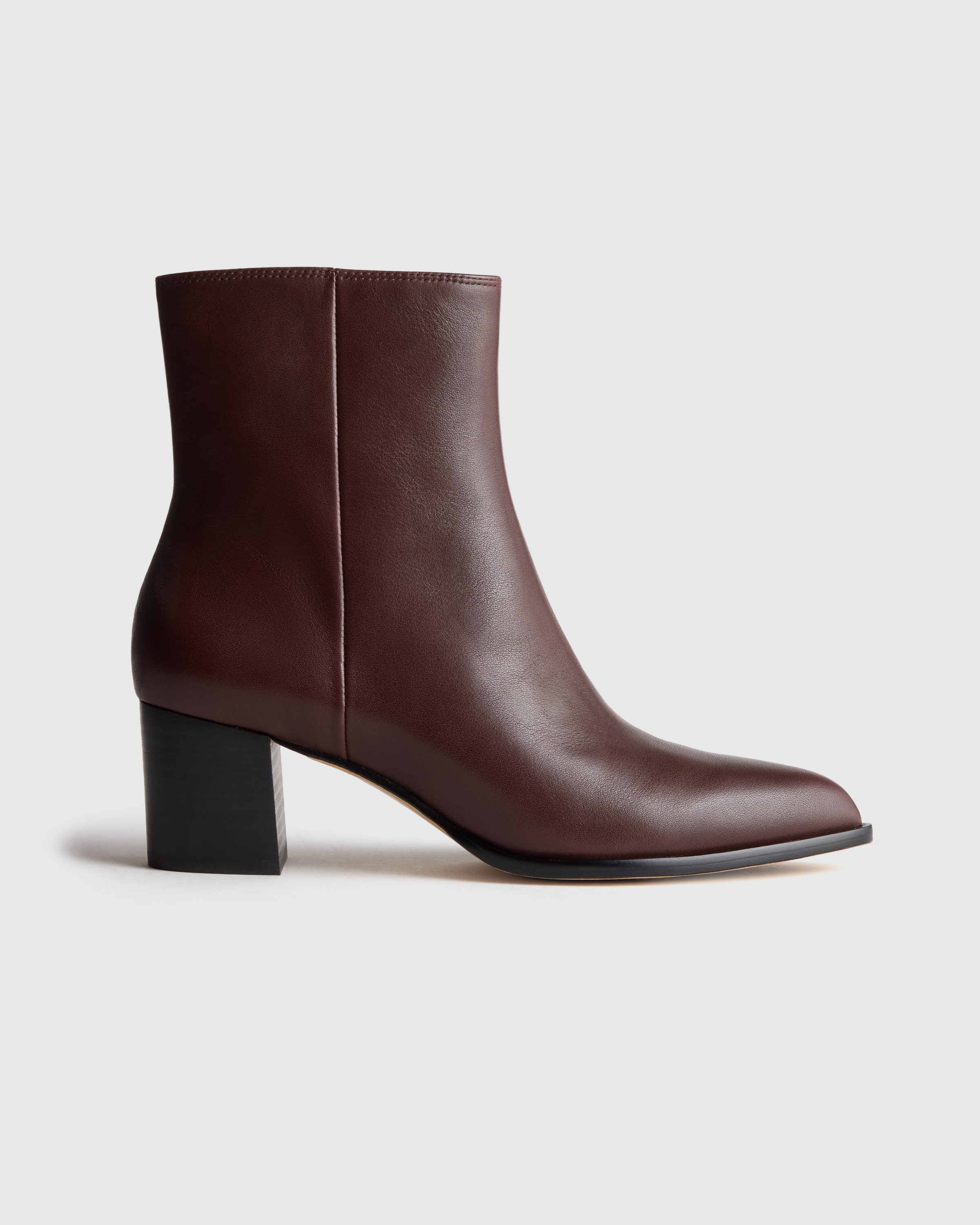 Espresso Brown Italian Leather Heeled Ankle Boot