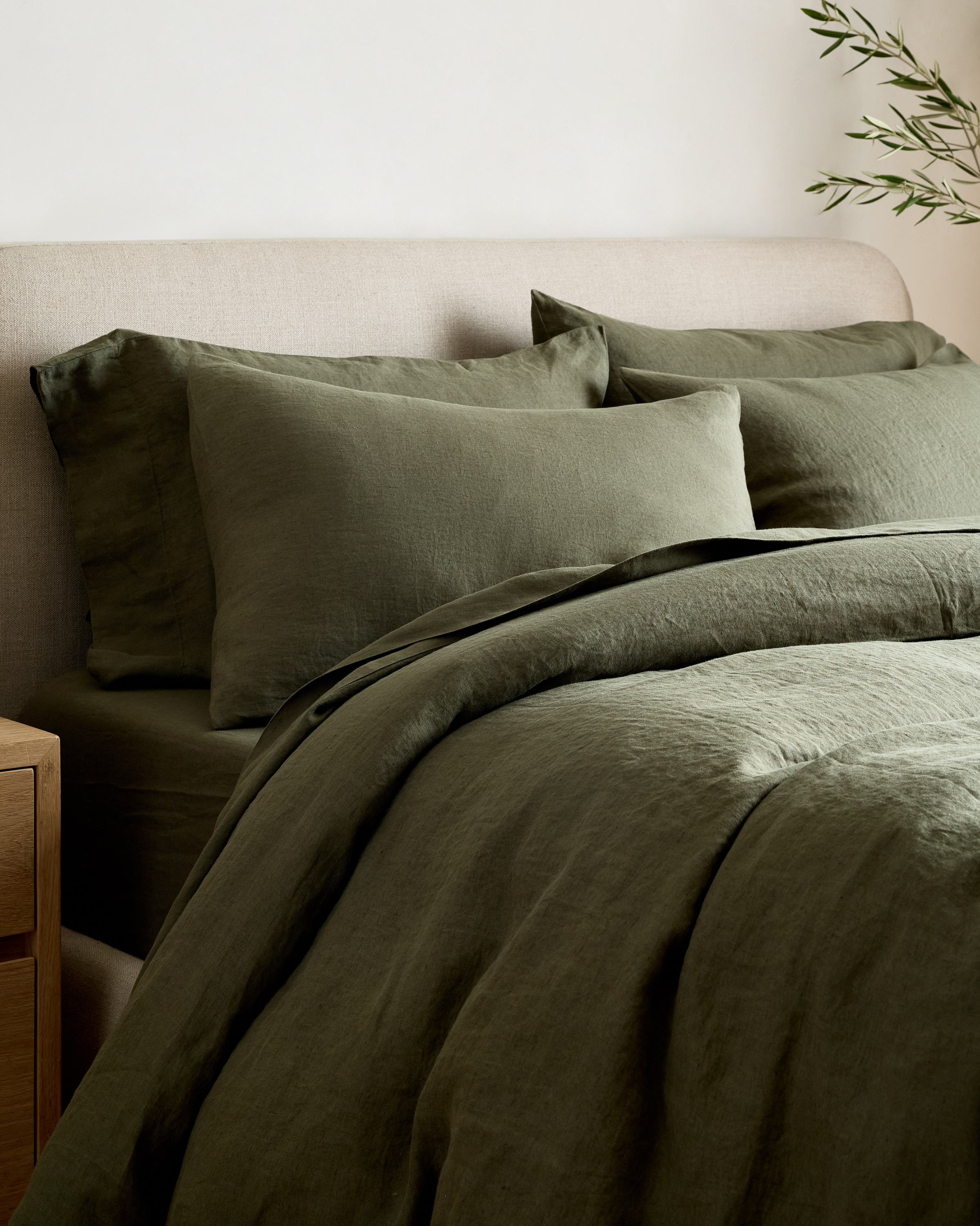 Dusty Olive European Linen Sham Set