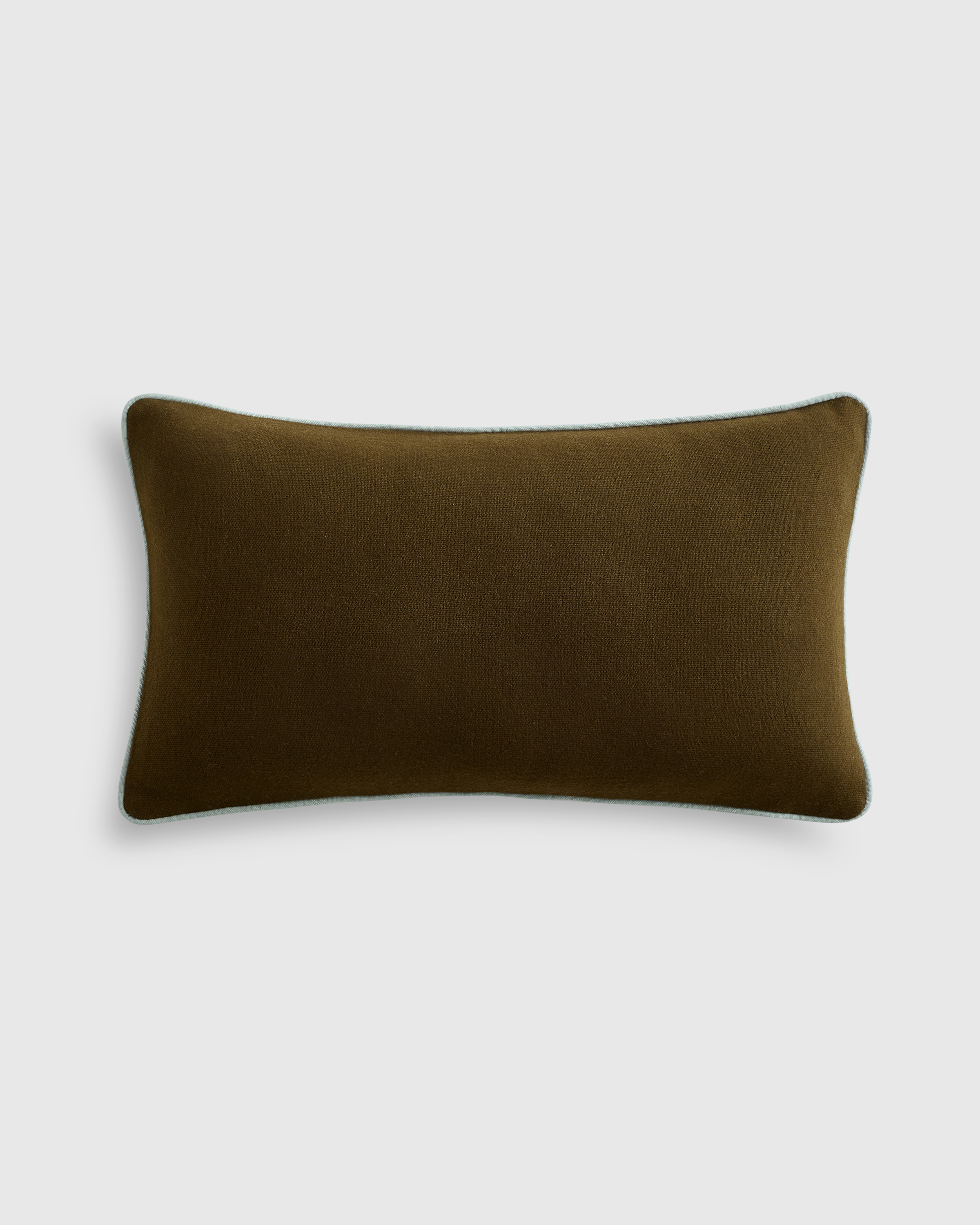 Olive/Light Blue Contrast Piped Wool Pillow Cover