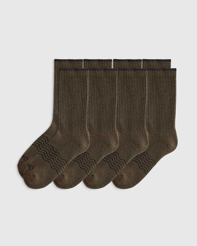 Heathered Olive Merino Crew Socks (4-Pack)
