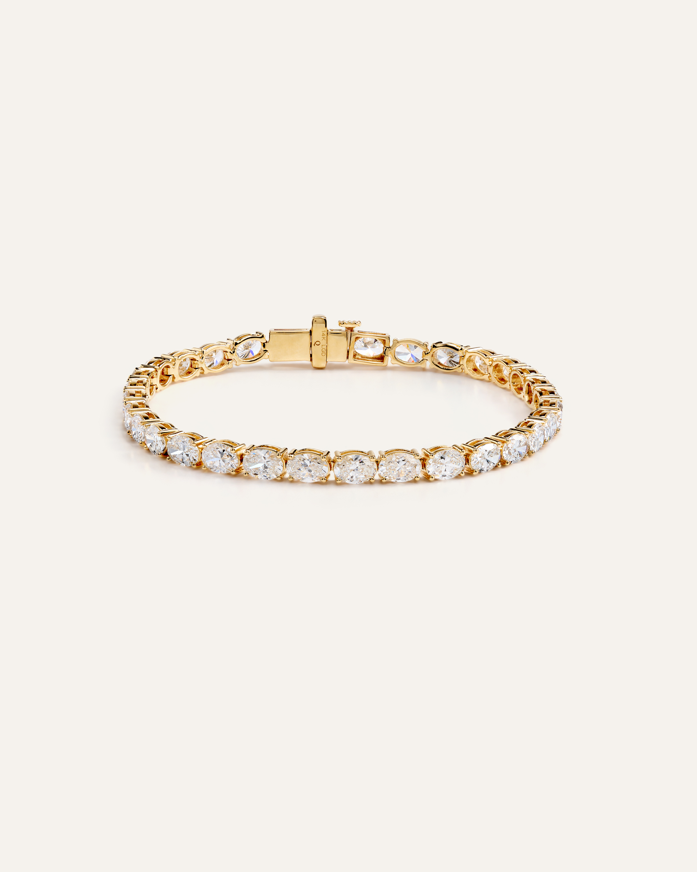Yellow Gold 14K Gold Lab Grown Diamond East-West Oval Tennis Bracelet - 10ctw