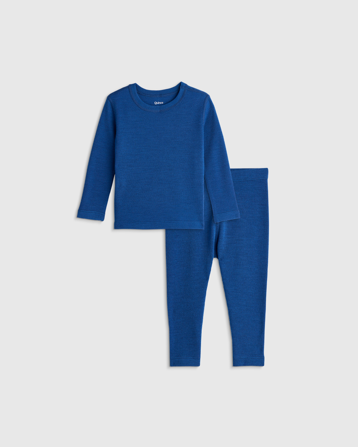 Quince Kids' 100% Merino Wool All-season Base Layer Long Sleeve And Legging Set In Blue