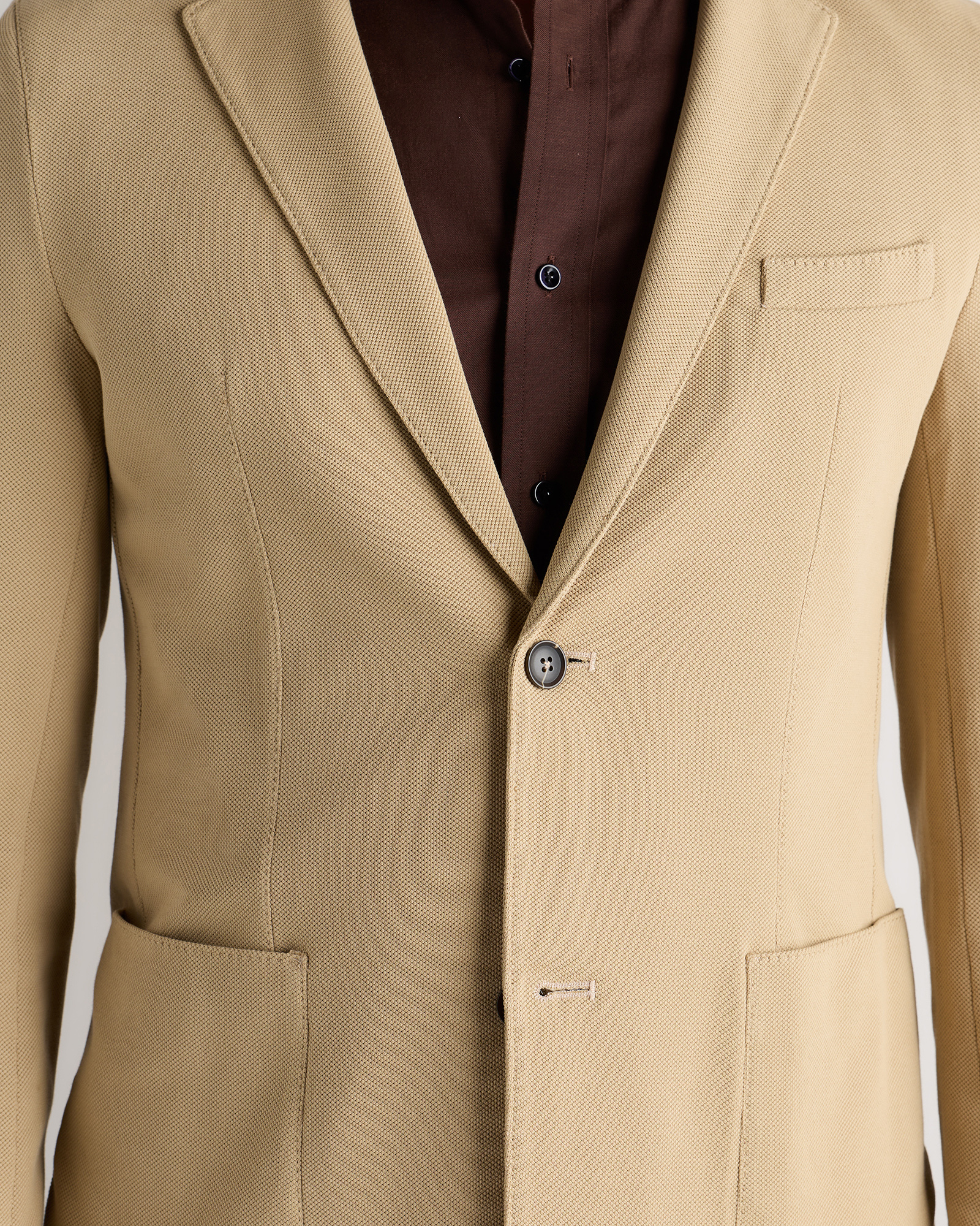 Cotton Pique Blazer in Khaki