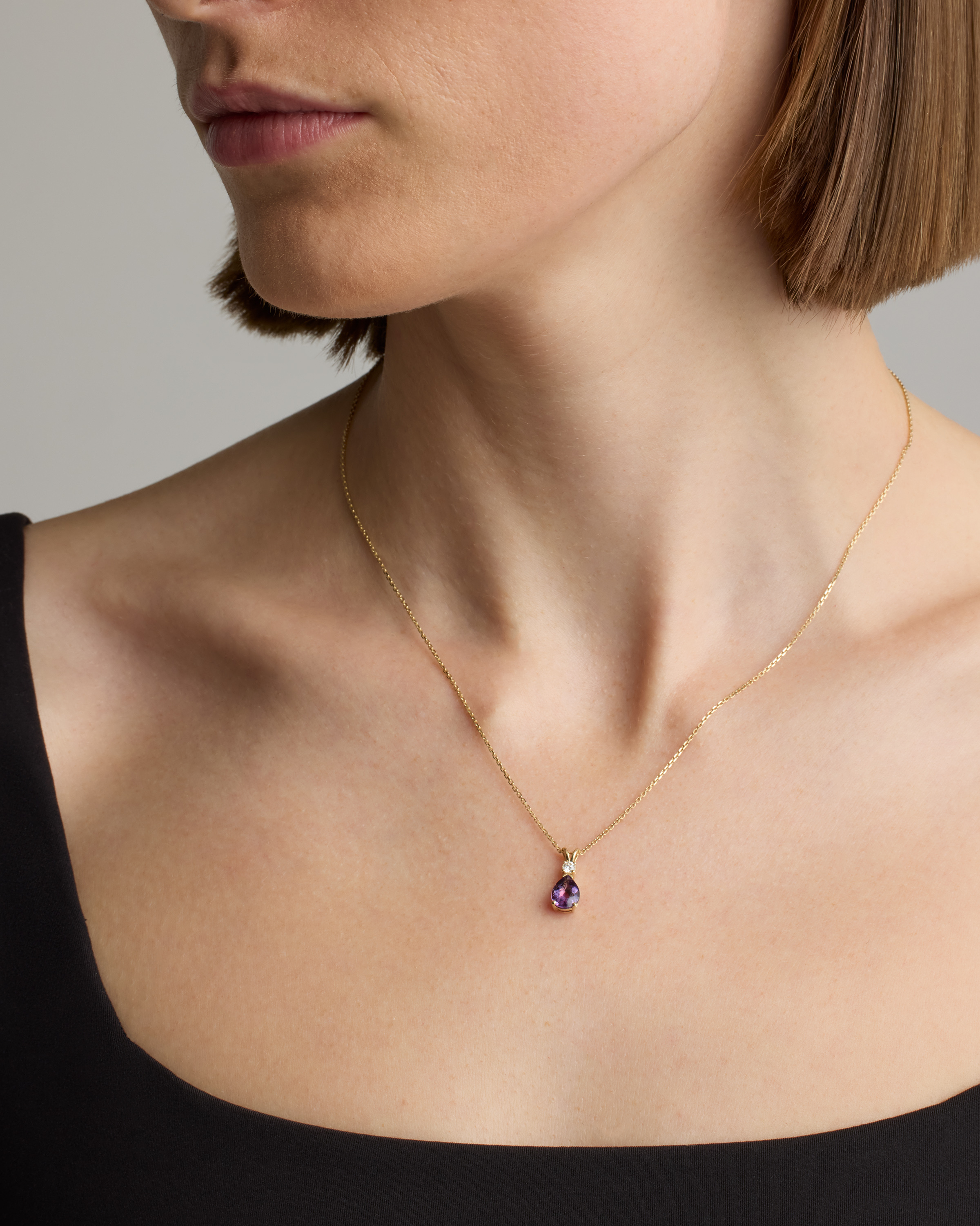 14K Gold Diamond & Semi-Precious Gemstone Drop Necklace