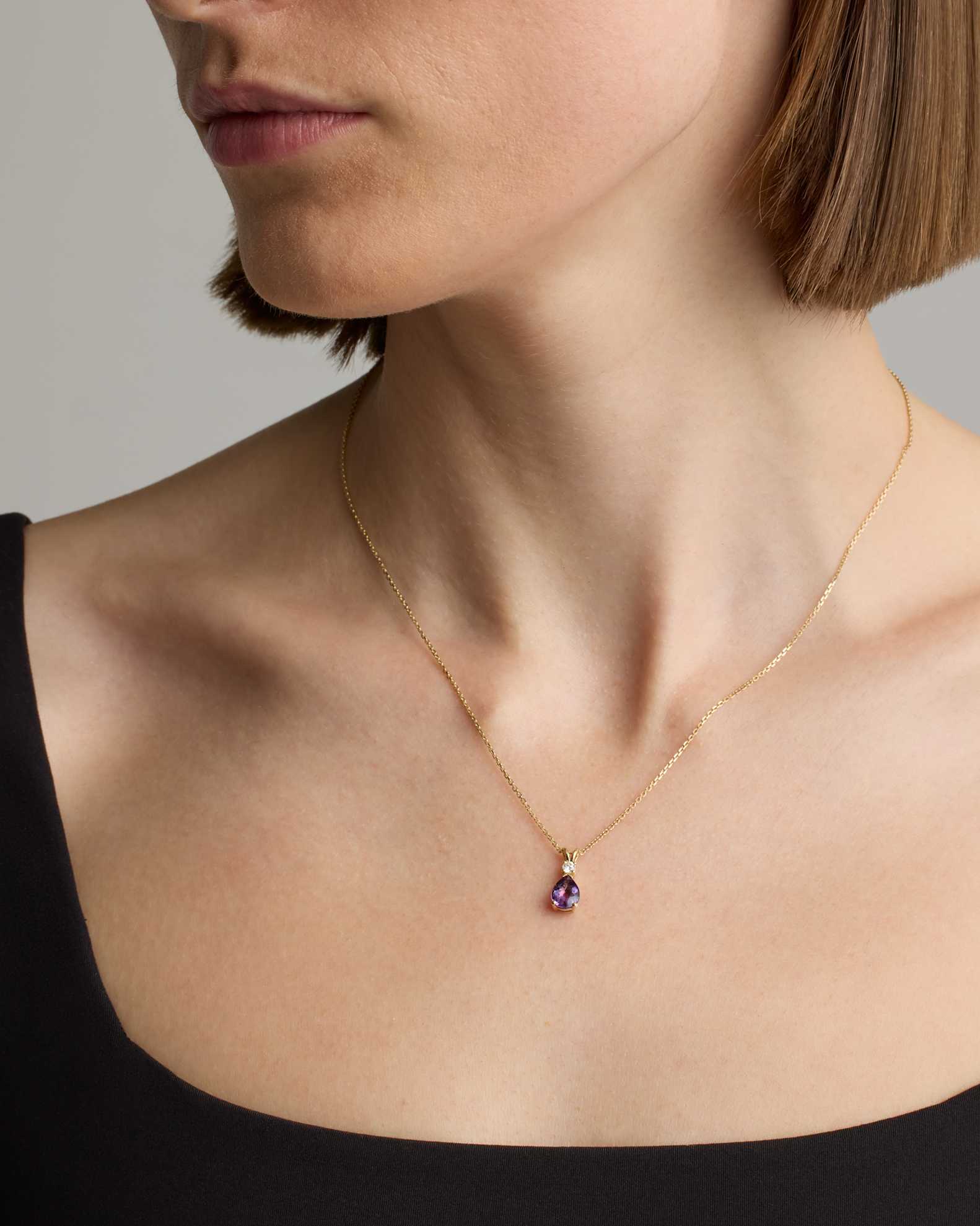 14K Gold Diamond & Semi-Precious Gemstone Drop Necklace