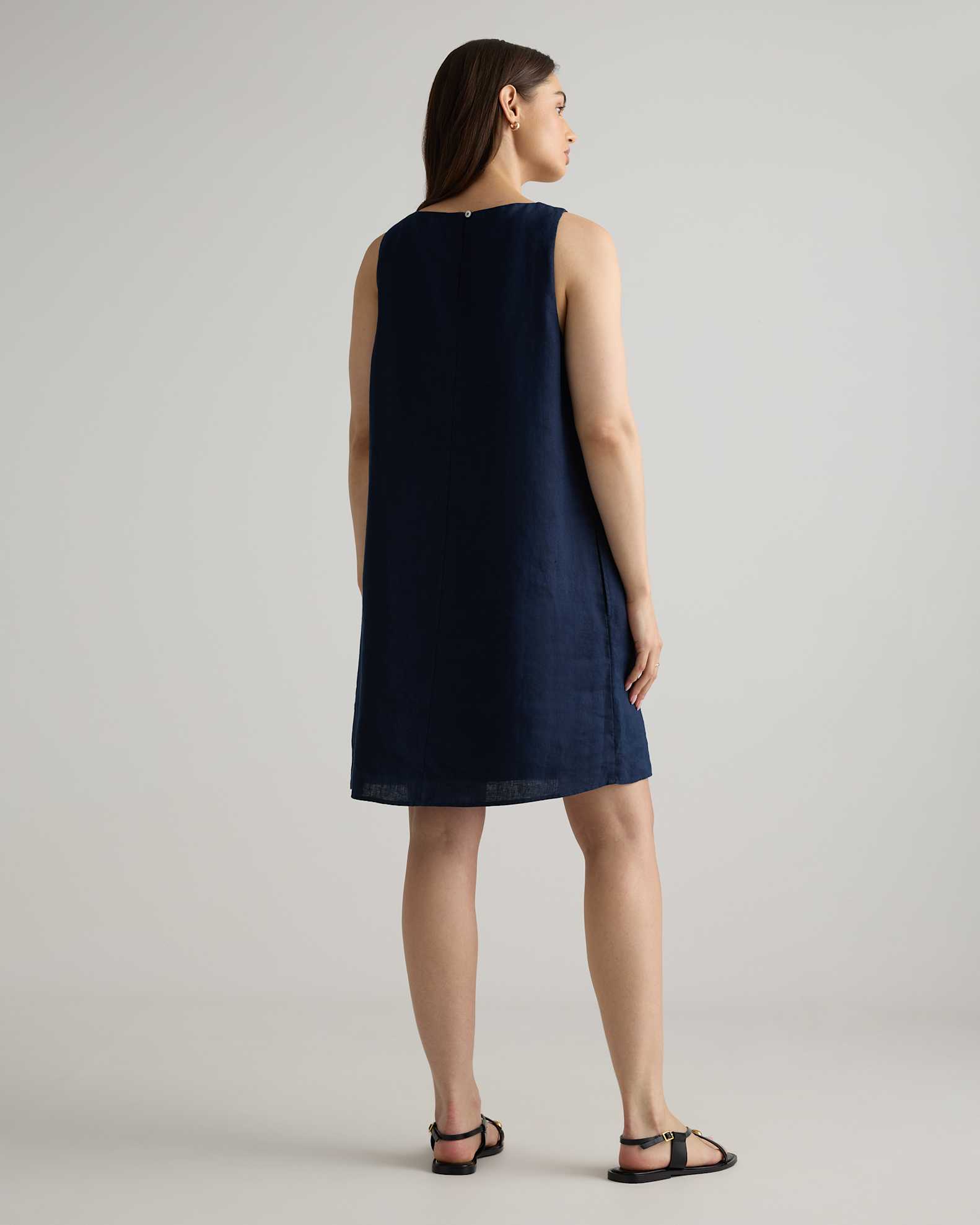 Quince Women's European Linen Tank Top Mini Dress, Deep Navy, Size Large - 100% Sustainable Flax Material Quince Women's European Linen Tank Top Mini Dress, Deep Navy, Size Large - 100% Sustainable Flax Material