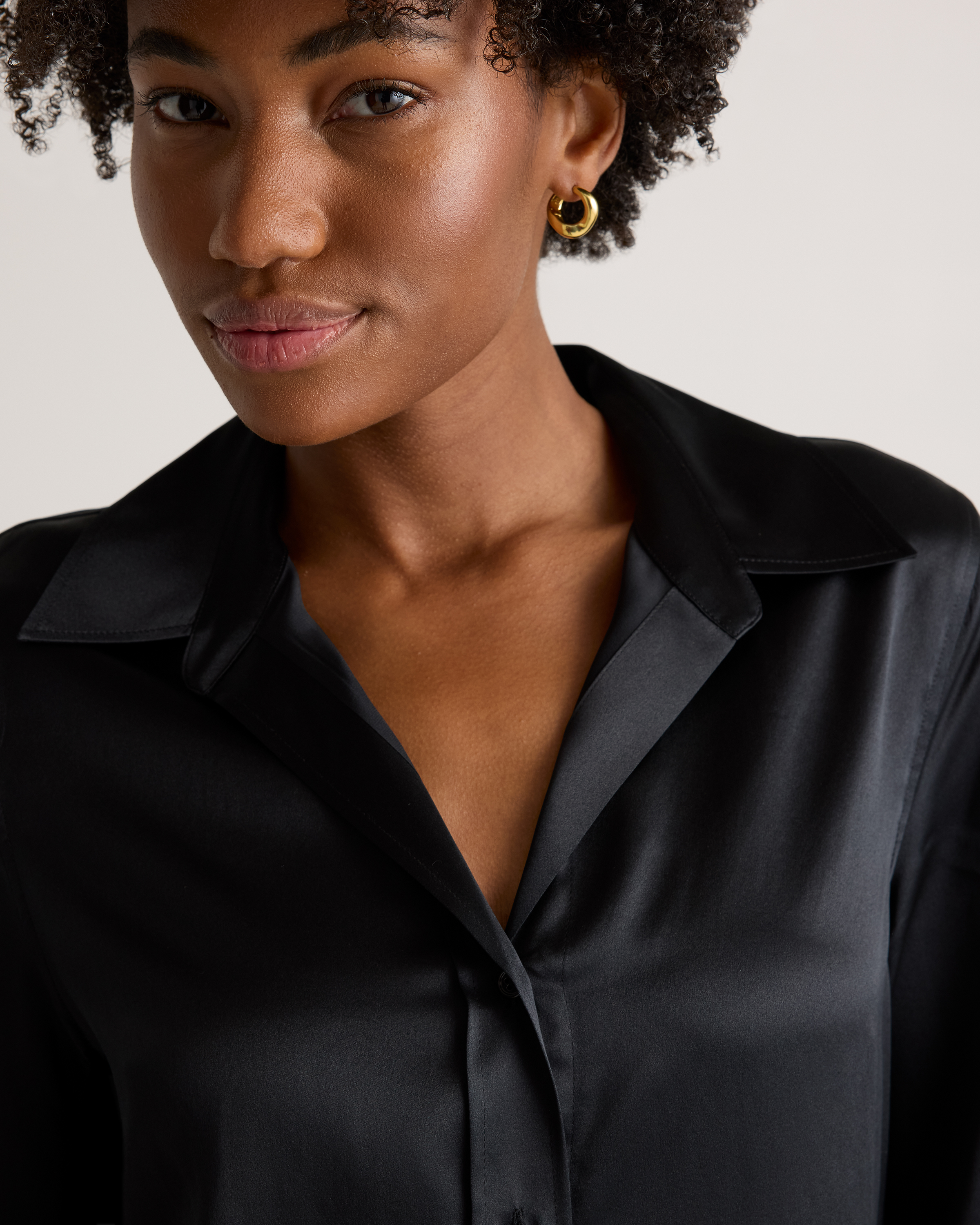 100% Washable Silk Three-Quarter Sleeve Shirt