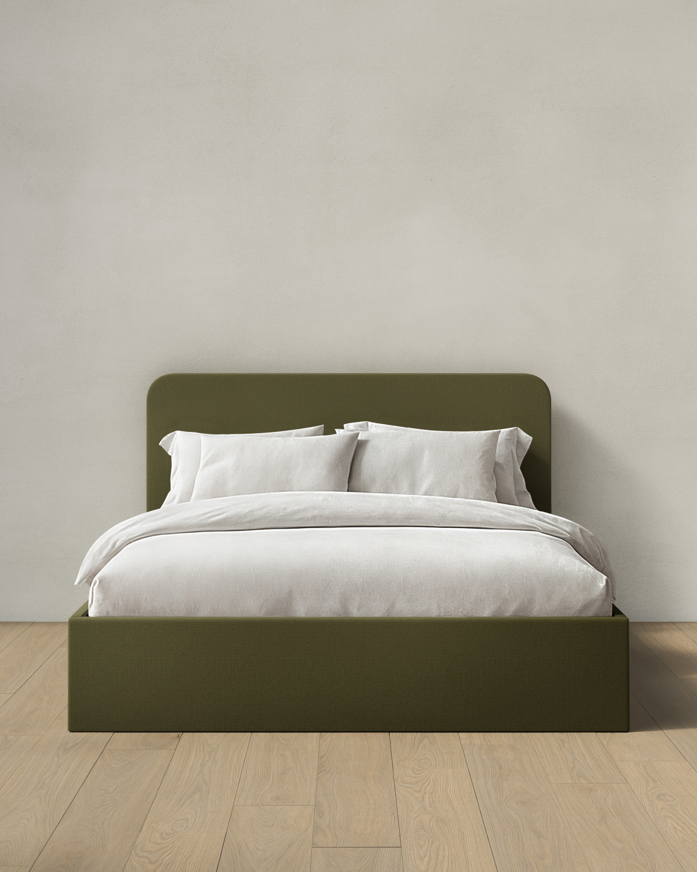 Olive 100% Linen Curved Bed