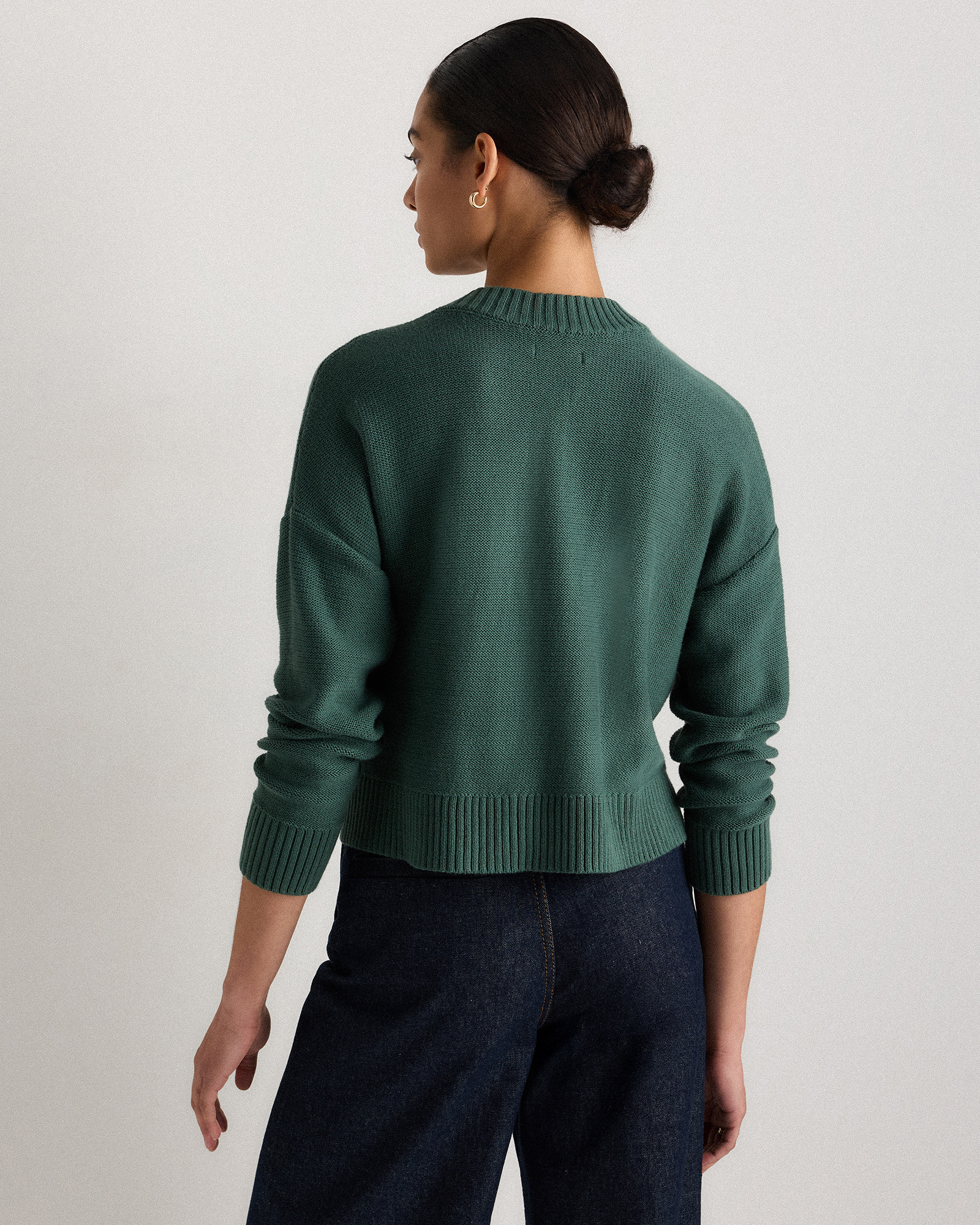 100% Organic Cotton Cropped Cardigan in Big Sur Green