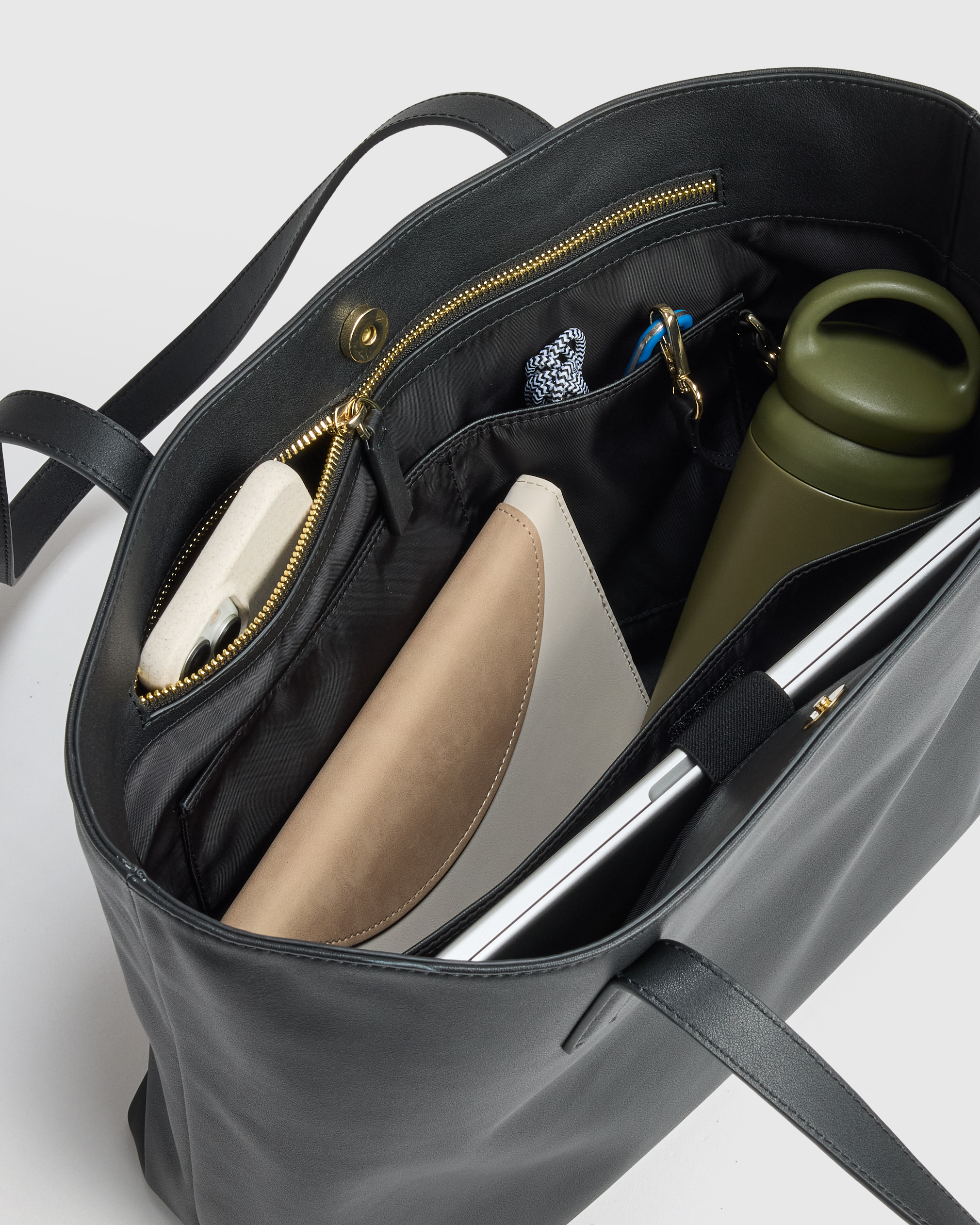 Classic Italian Leather Tote in Black
