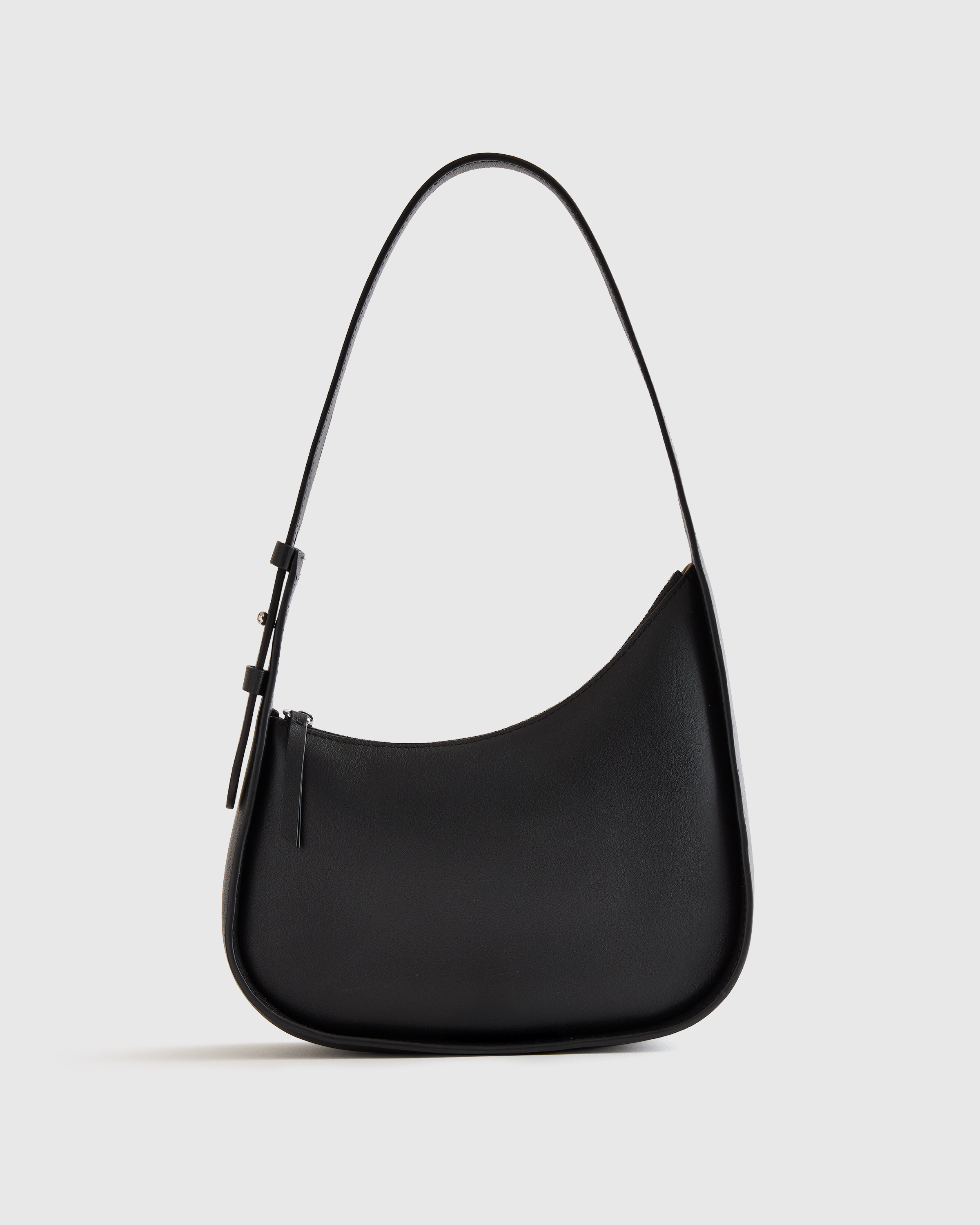 Italian Leather Asymmetrical Shoulder Bag in Black