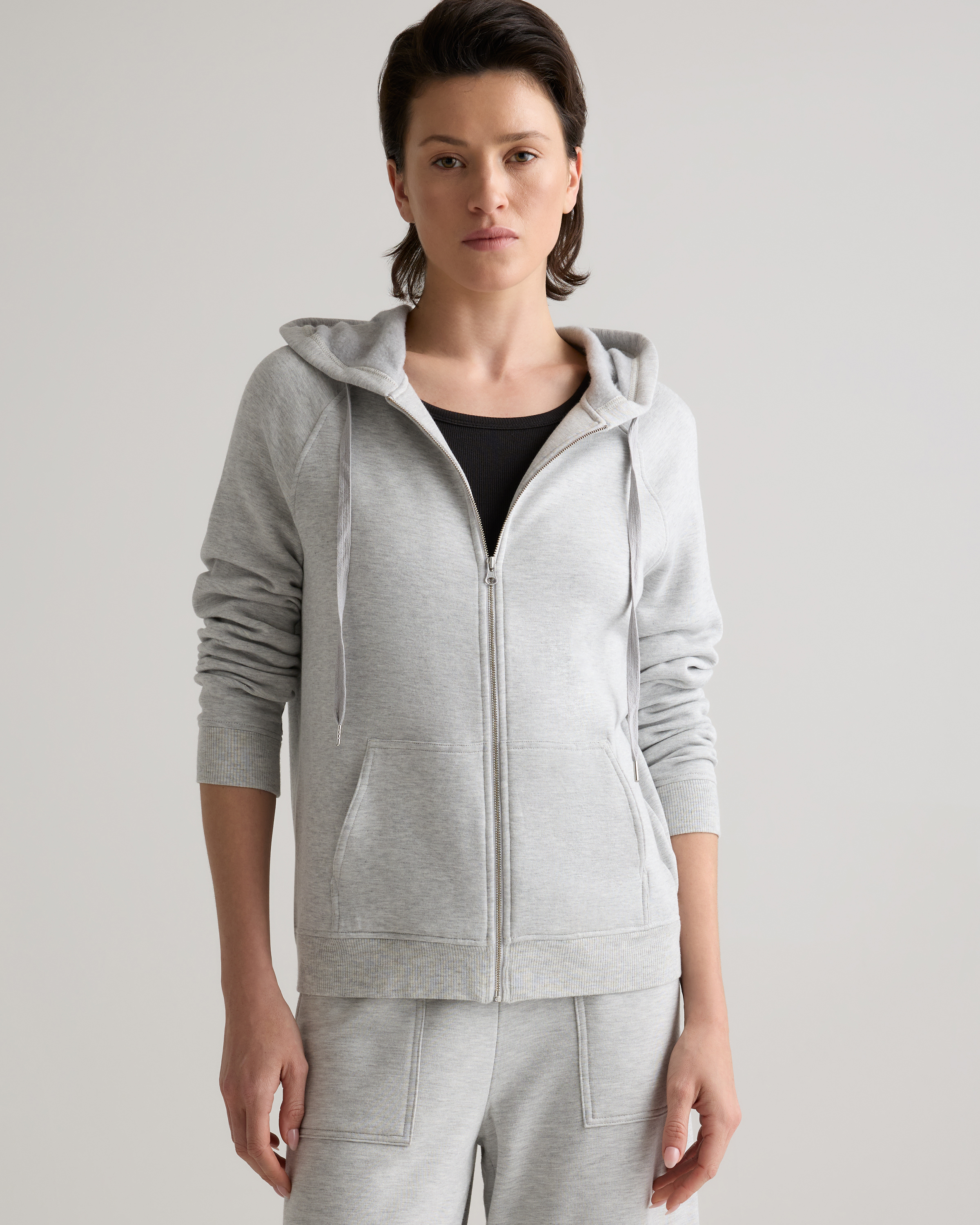 SuperSoft Fleece Full-Zip Hoodie in Heather Grey