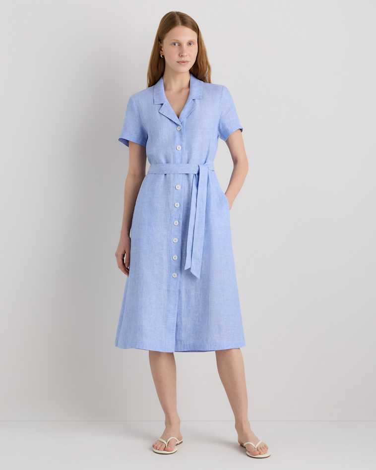 100% European Linen Tiered Maxi Dress in French Blue 100% European Linen Tiered Maxi Dress in French Blue