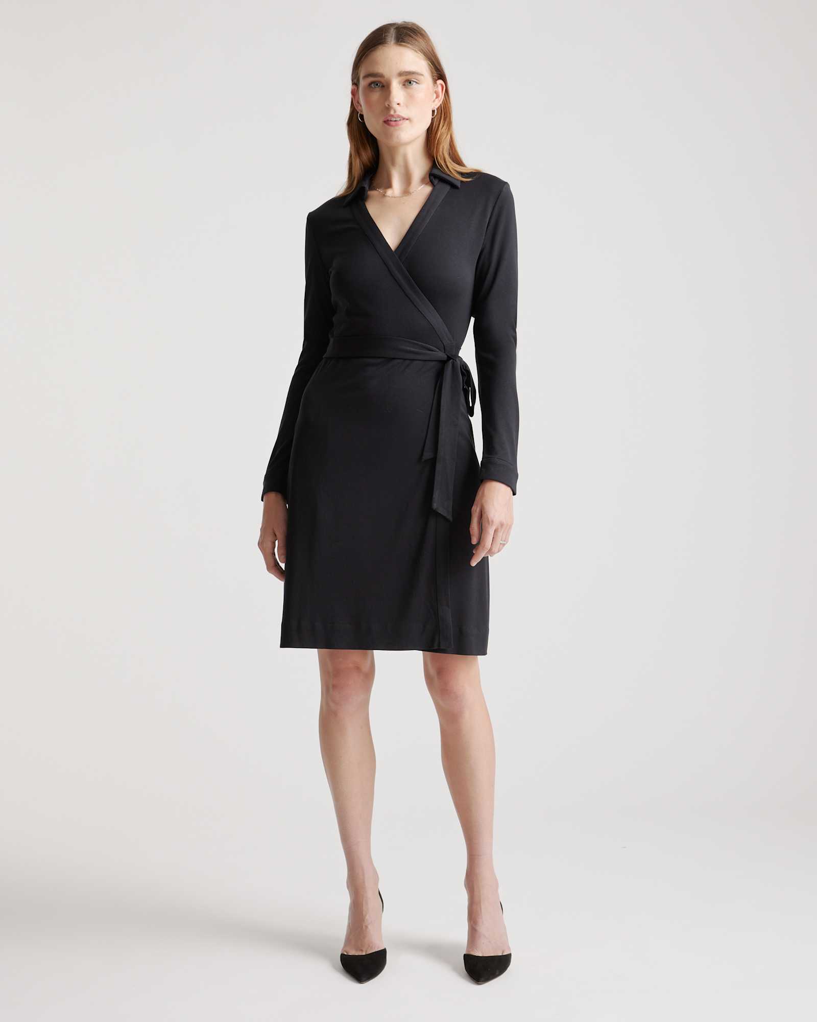 100% Silk Jersey Mini Wrap Dress in Black 100% Silk Jersey Mini Wrap Dress in Black