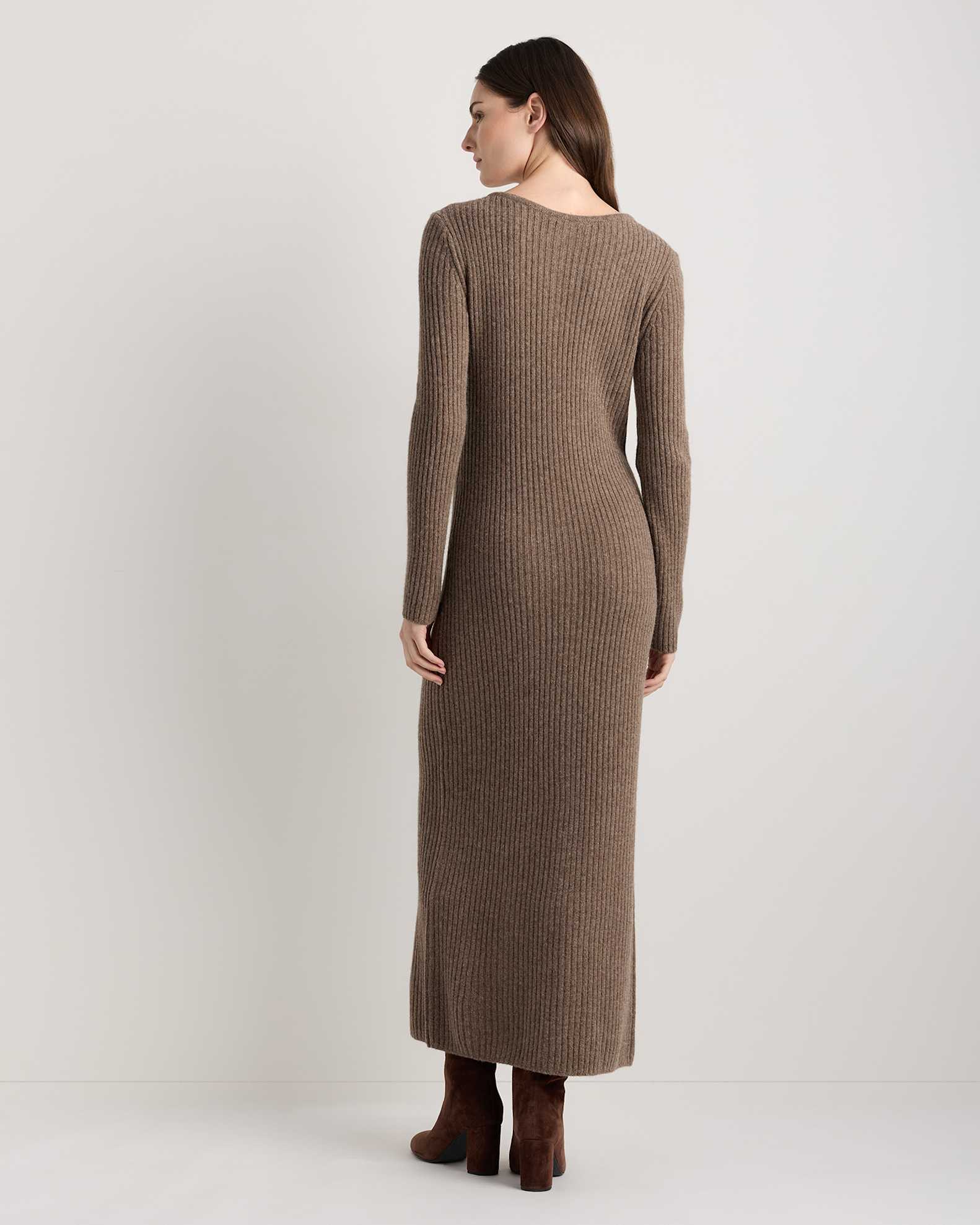 Women's 100% Yak Wool Ribbed Cardigan Sweater Dress in Heather Brown, Size XL by Quince Women's 100% Yak Wool Ribbed Cardigan Sweater Dress in Heather Brown, Size XL by Quince