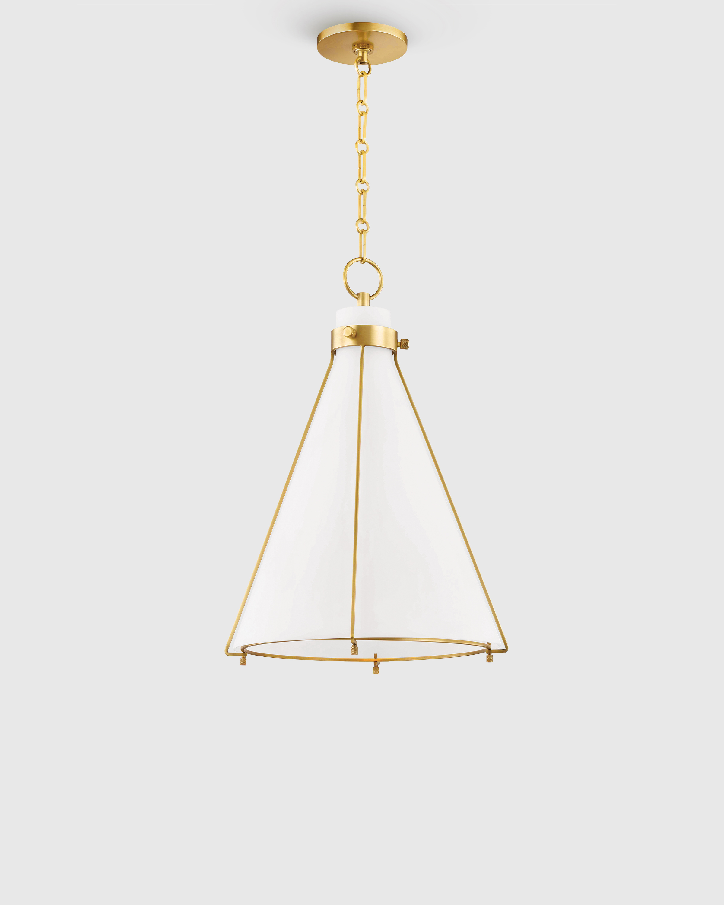 Glass and Metal Conical Brass Pendant