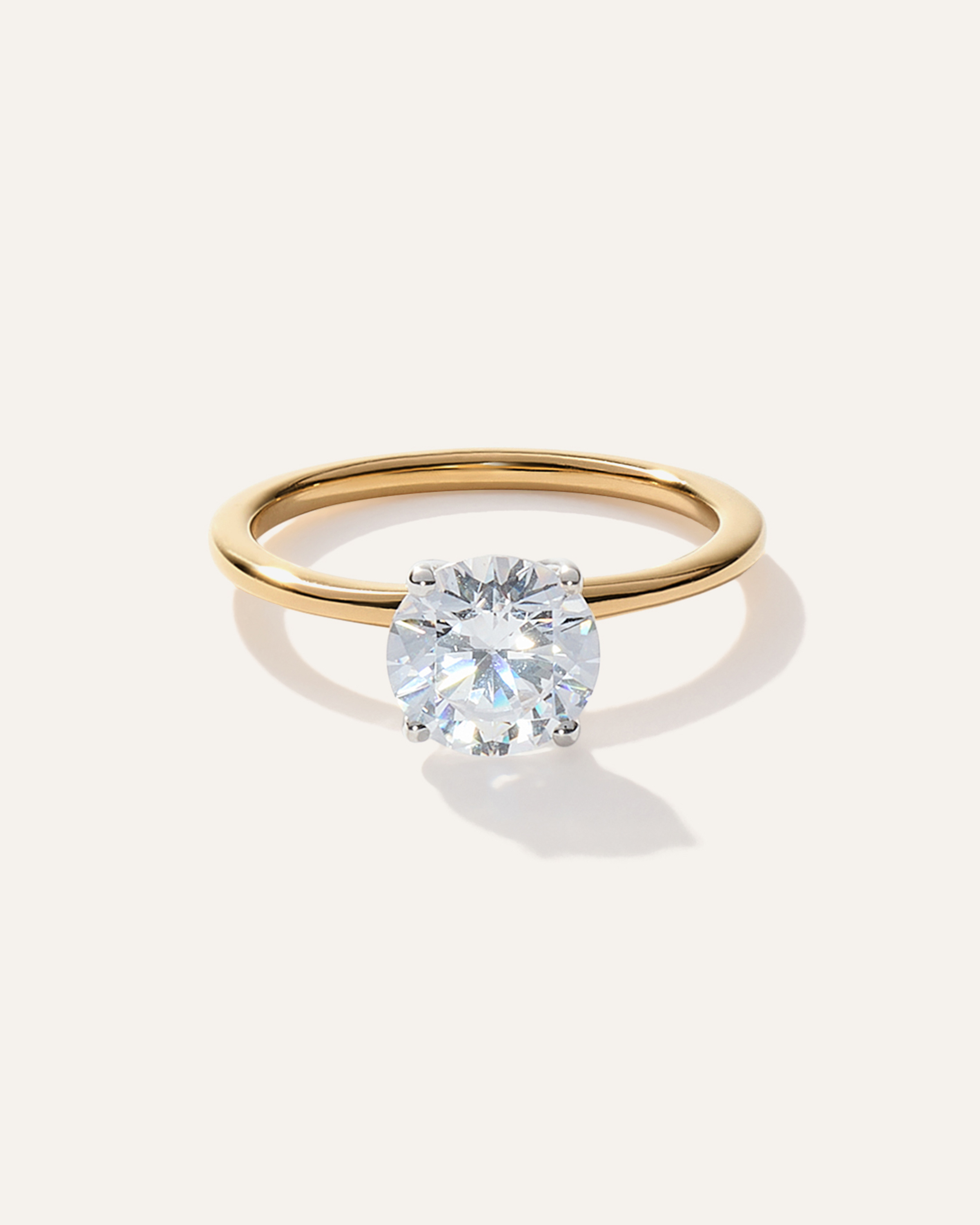 yellow-gold Lab Grown Diamond Round Petite Classic Engagement Ring