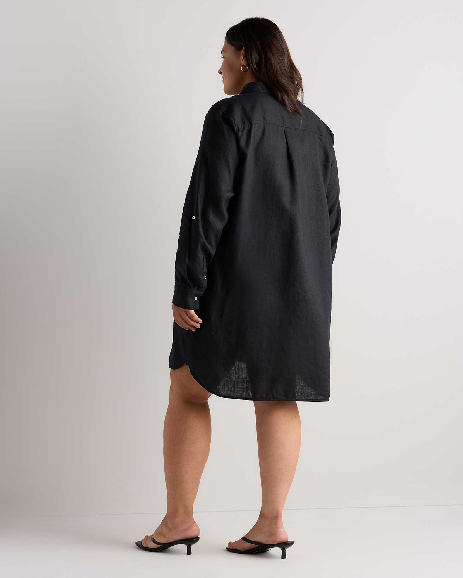 quince linen shirt dress Women's 100% European Linen Shirt Dress in Flax, Size Large, Organic Linen by Quince