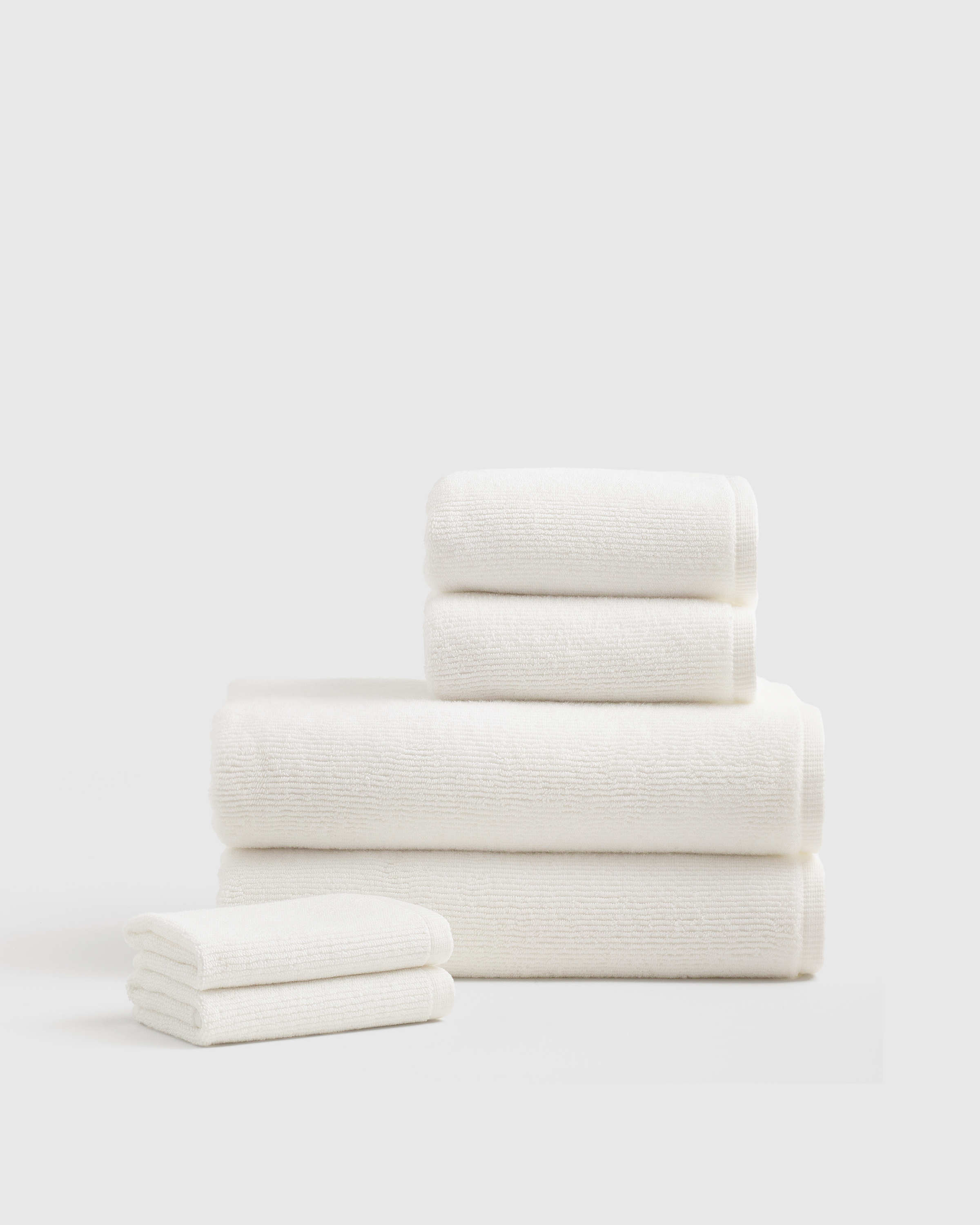 White Turkish Ribbed Quick Dry Bath Towel Bundle