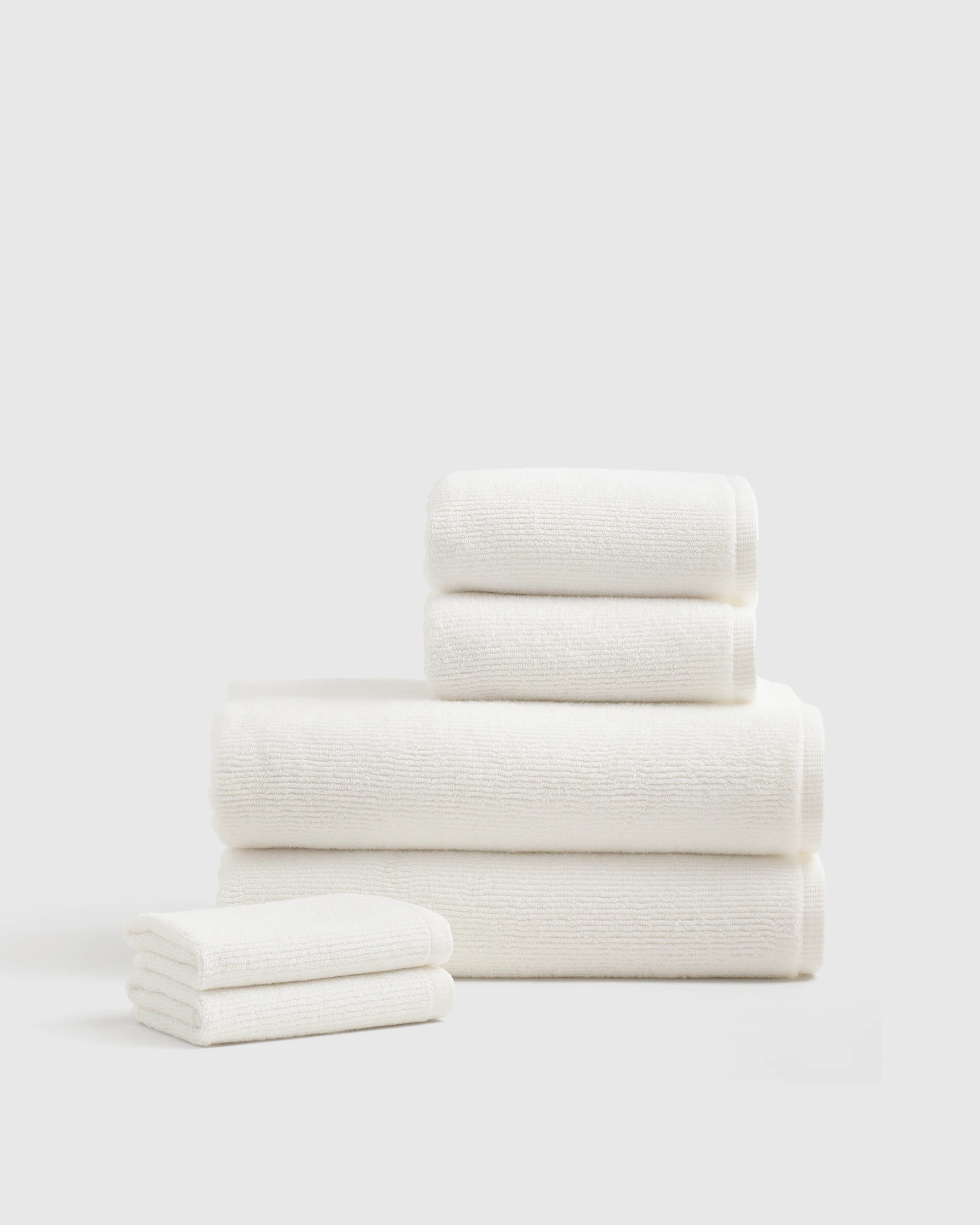 Turkish Ribbed Quick Dry Bath Towel Bundle - Silver