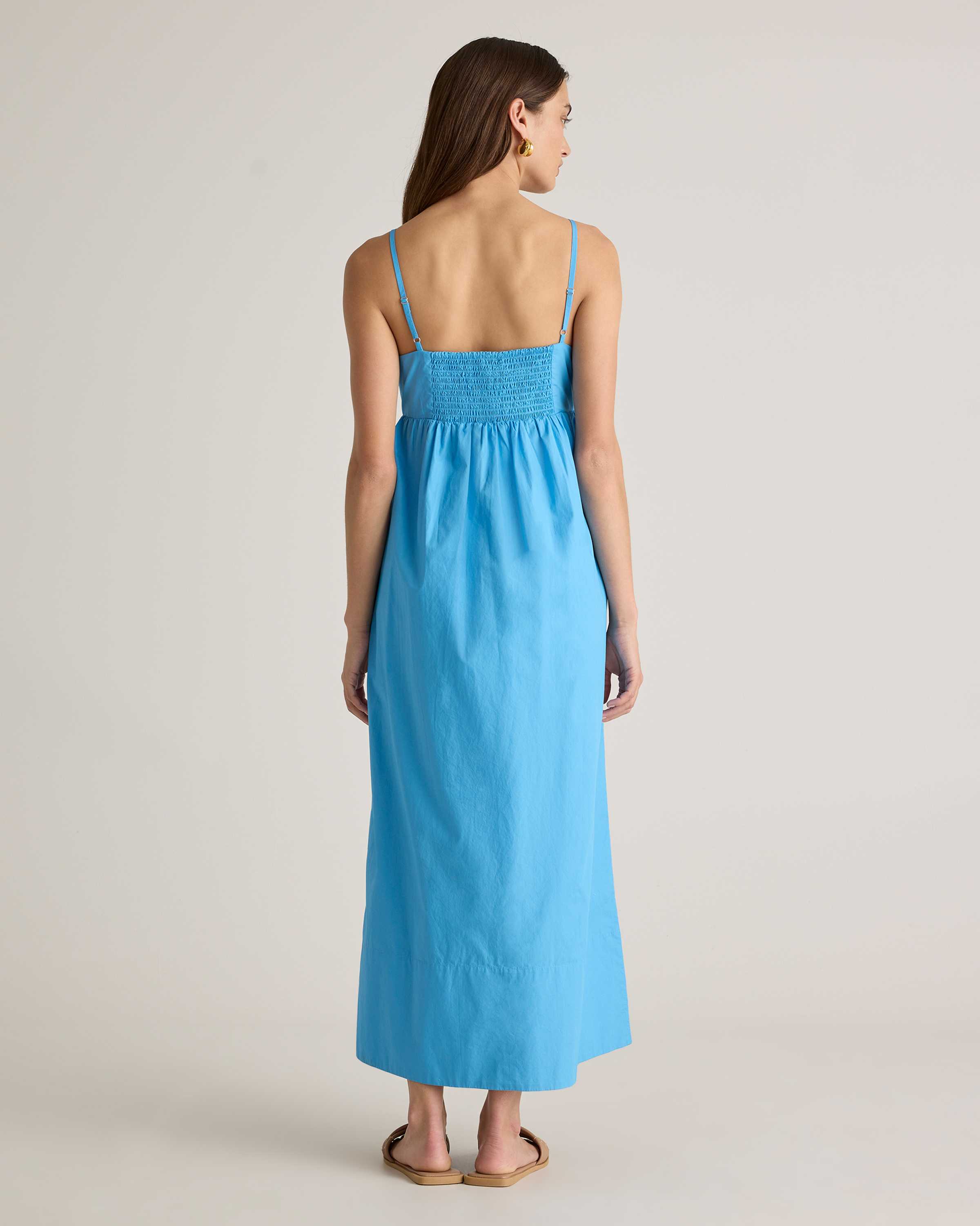 100% Organic Cotton Sleeveless Maxi Dress in Cornflower Blue
