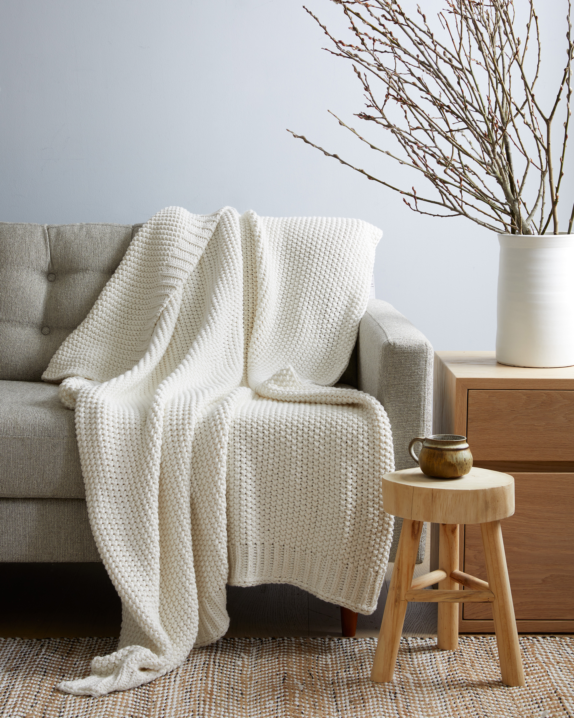 Ivory Cotton Fisherman Throw