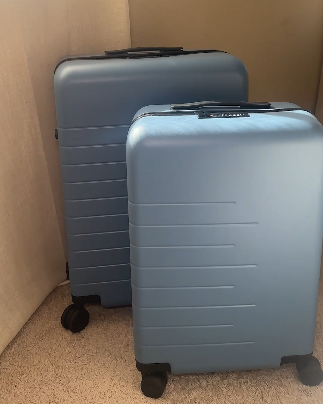 Carry-On & Medium Check-In Suitcase Bundle Blue LayanGhabin 4x5 Thumbnail
